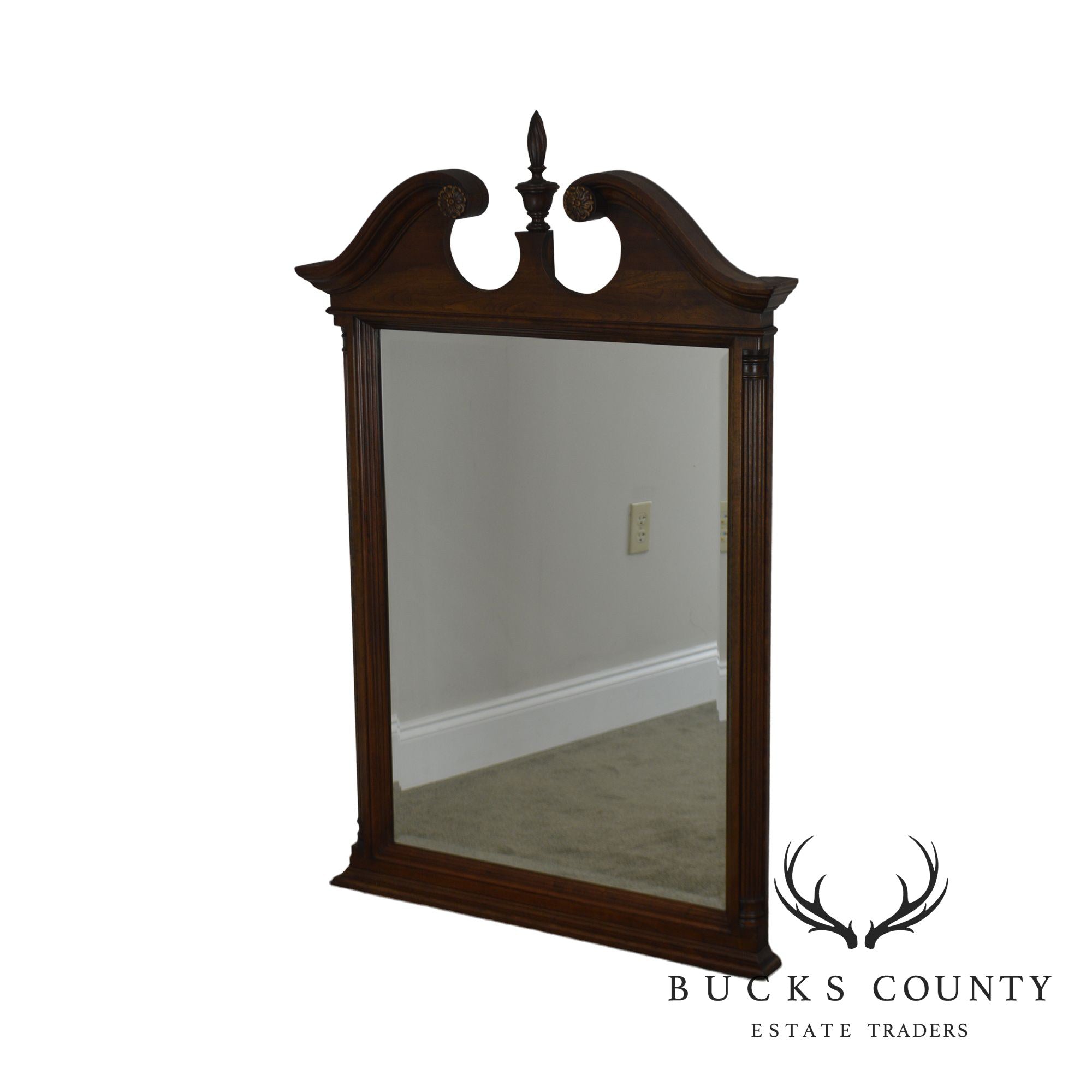 Jamestown Sterling Solid Cherry Arch Top Beveled Wall Mirror