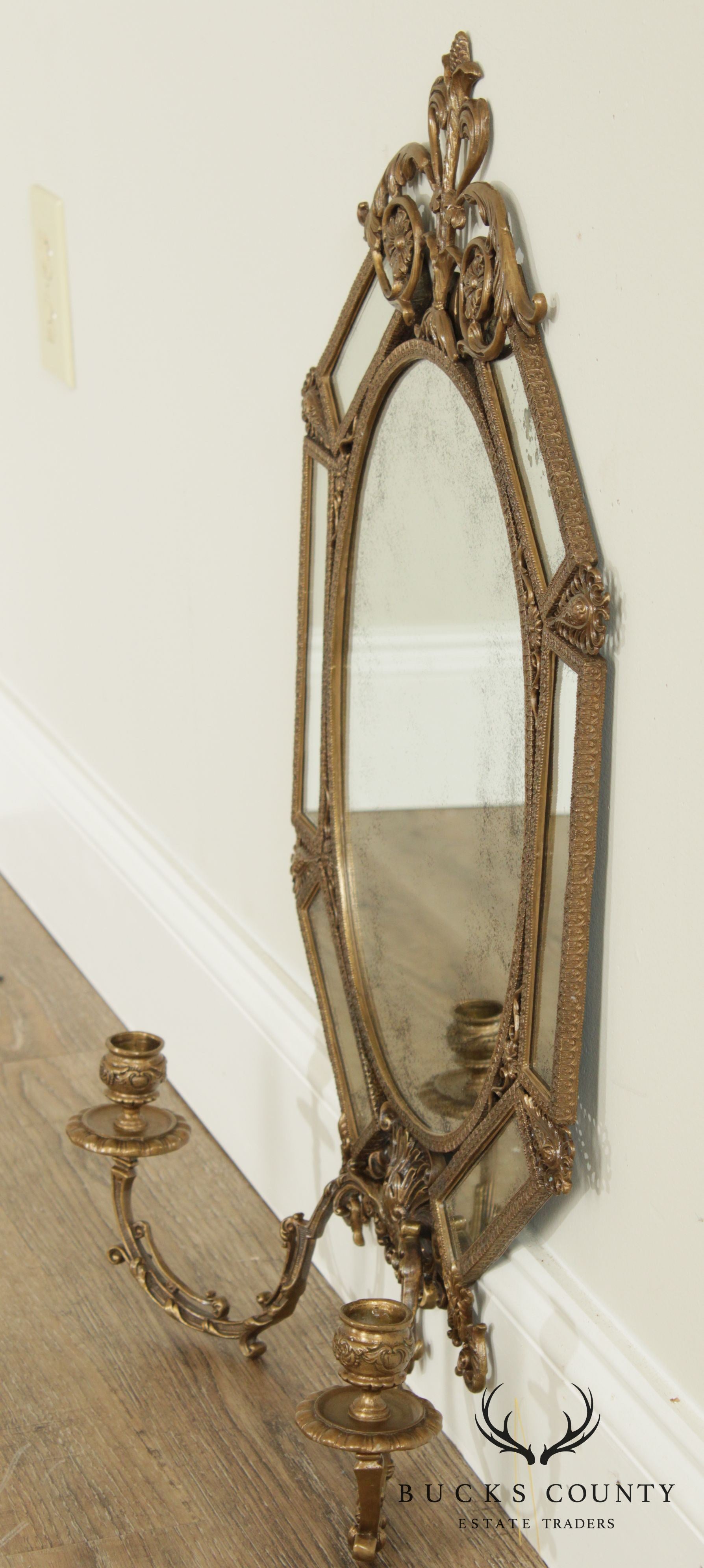 Quality Brass Renaissance Style Girandole Mirror