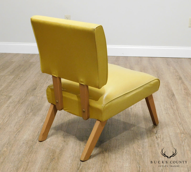Mid Century Modern 1950 Yellow Vinyl Viking Artline Slipper Chair
