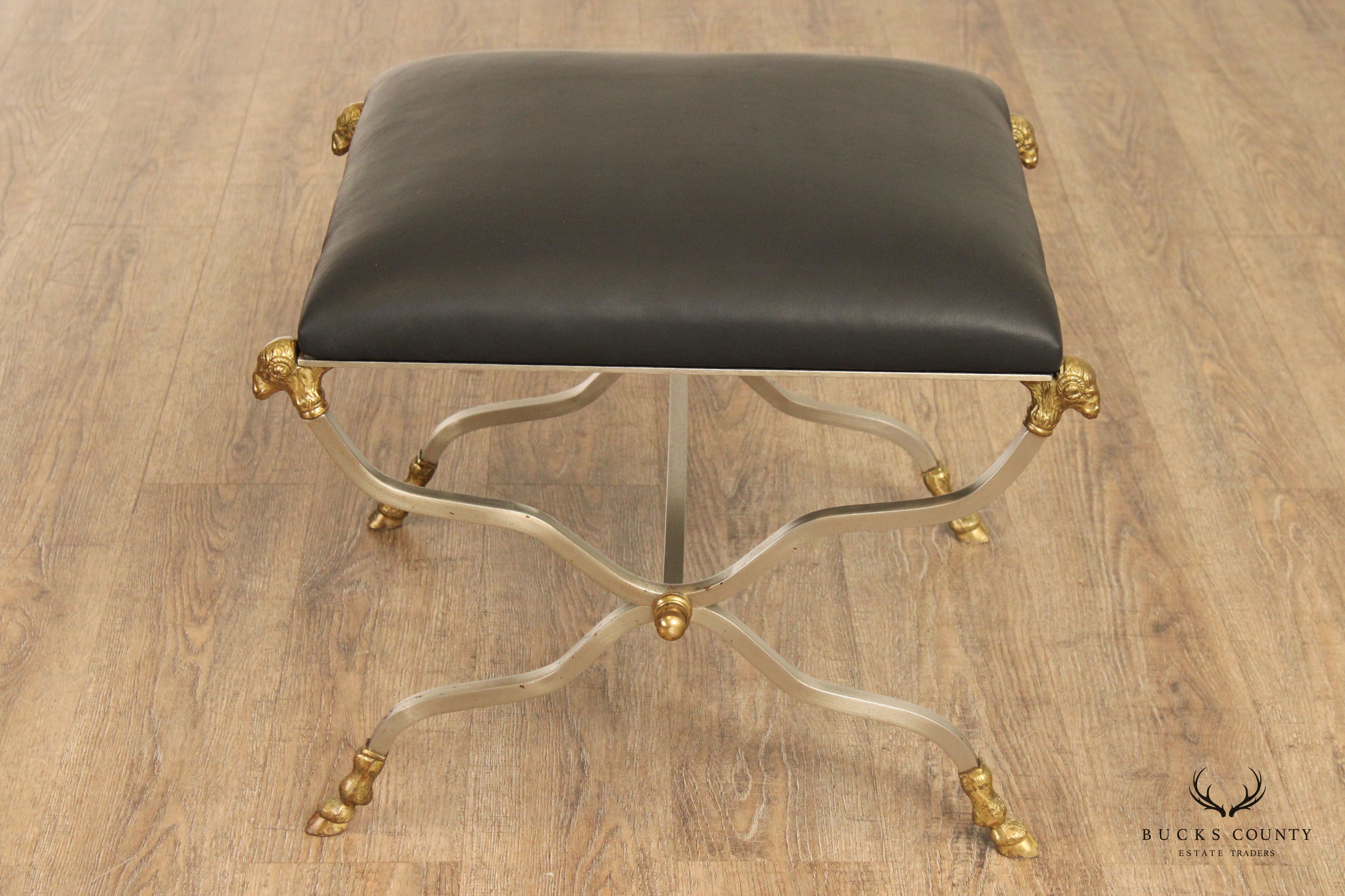 Maison Jansen Attributed Directoire Style Pair of Ram's Head Stools