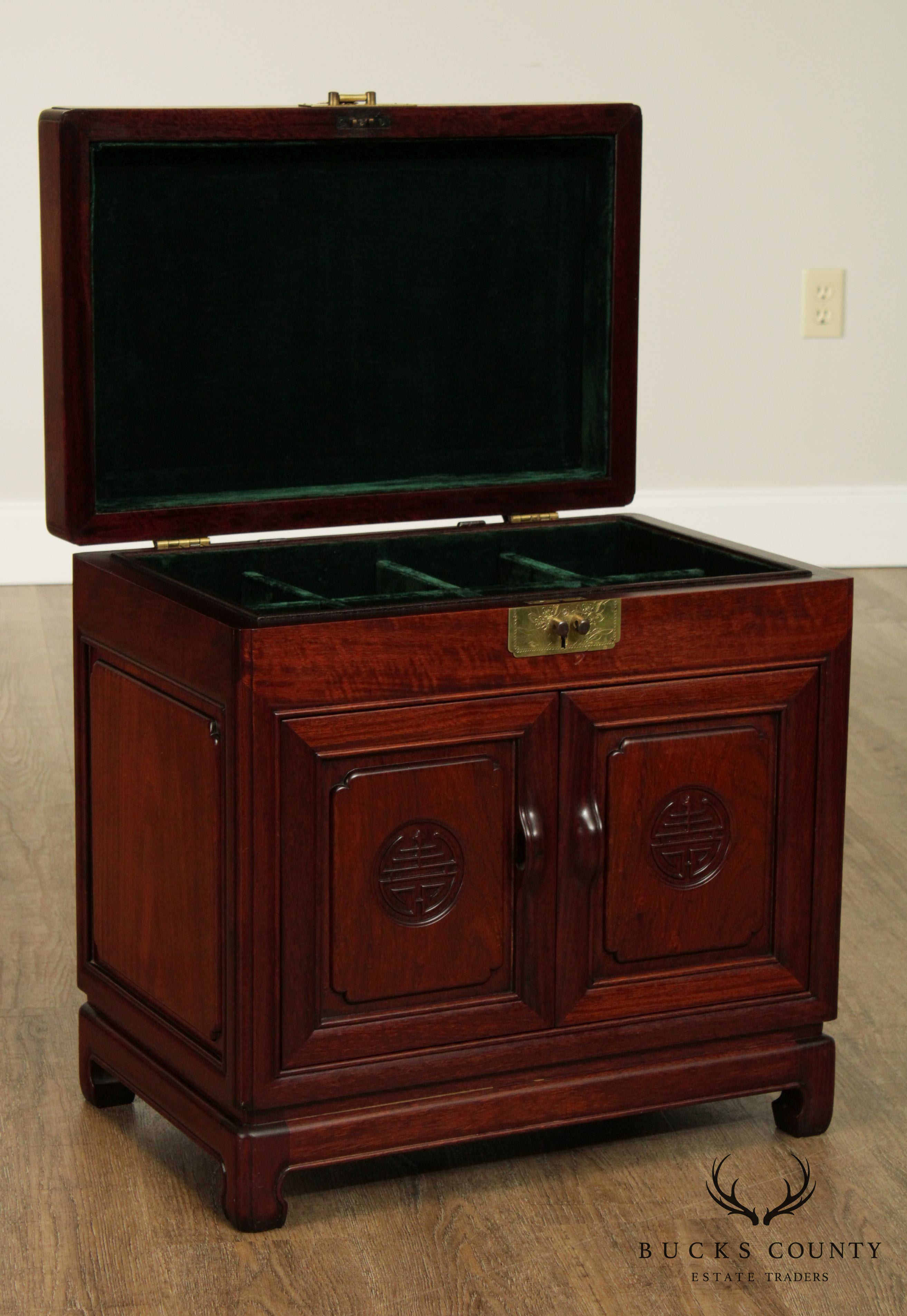 Chinese Rosewood Vintage Jewelry Chest