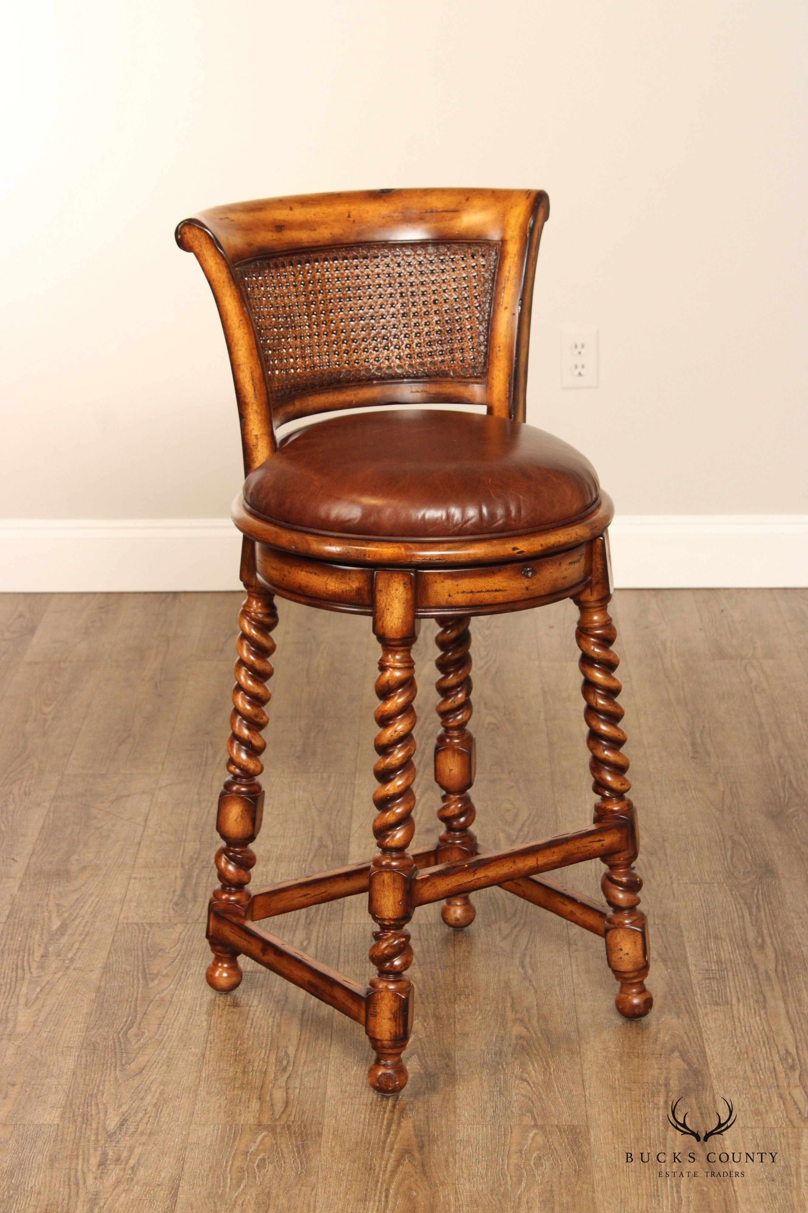 Maitland Smith 'Travelers Club' Swivel Bar Stool