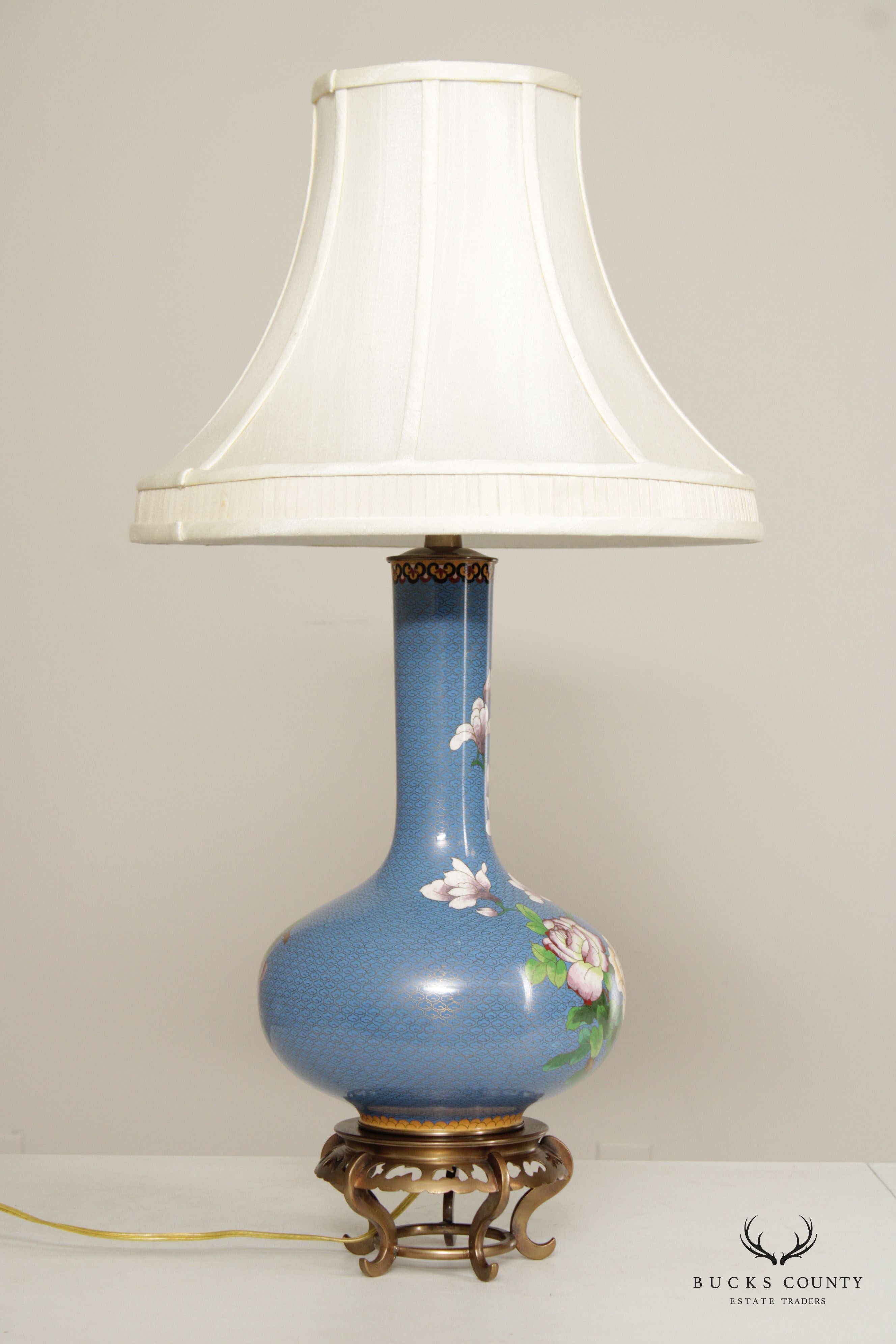 Marbro Lamp Company Japanese Style Vintage Cloisonne Vasiform Table Lamp