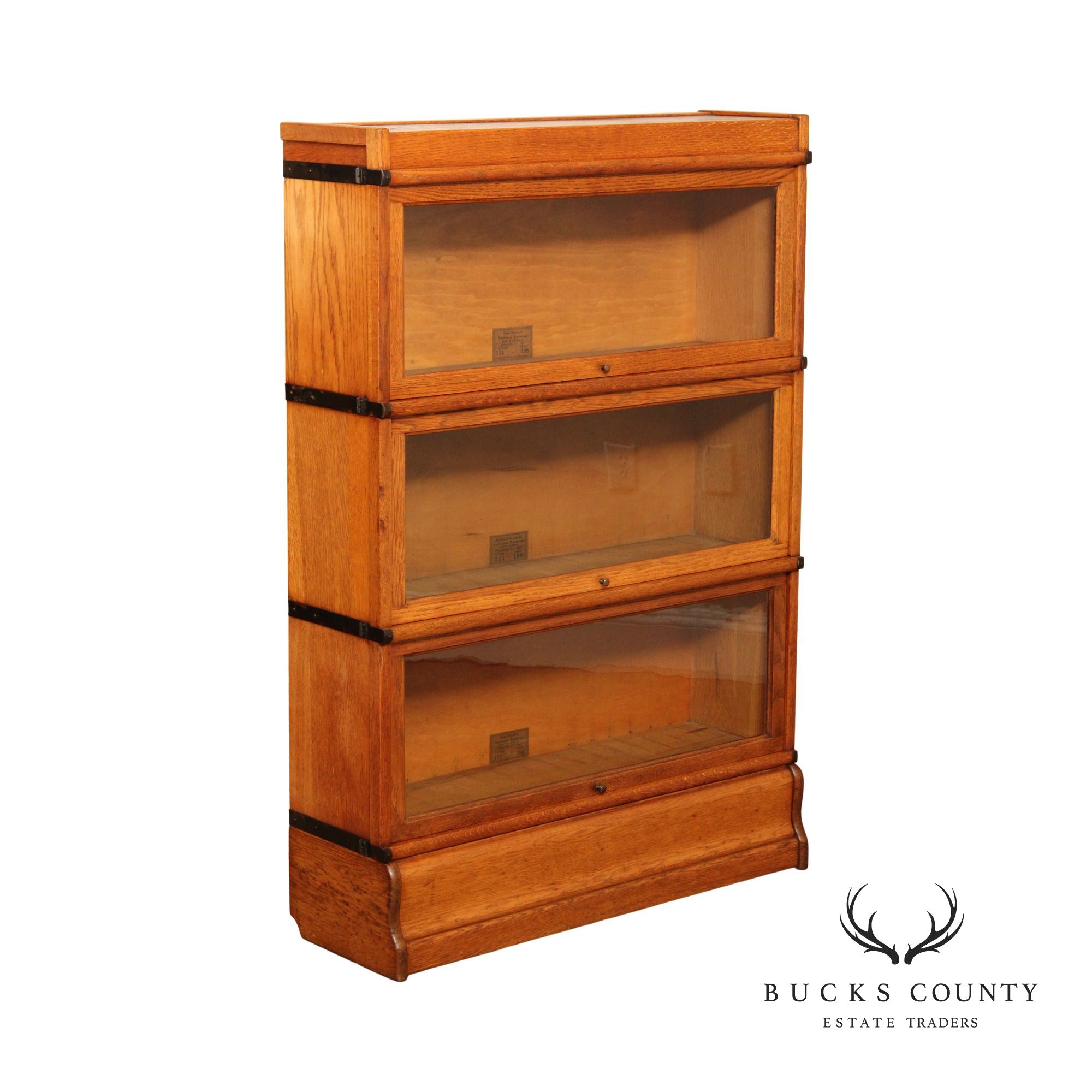 Globe Wernicke Antique Oak Three-Stack Barrister Bookcase