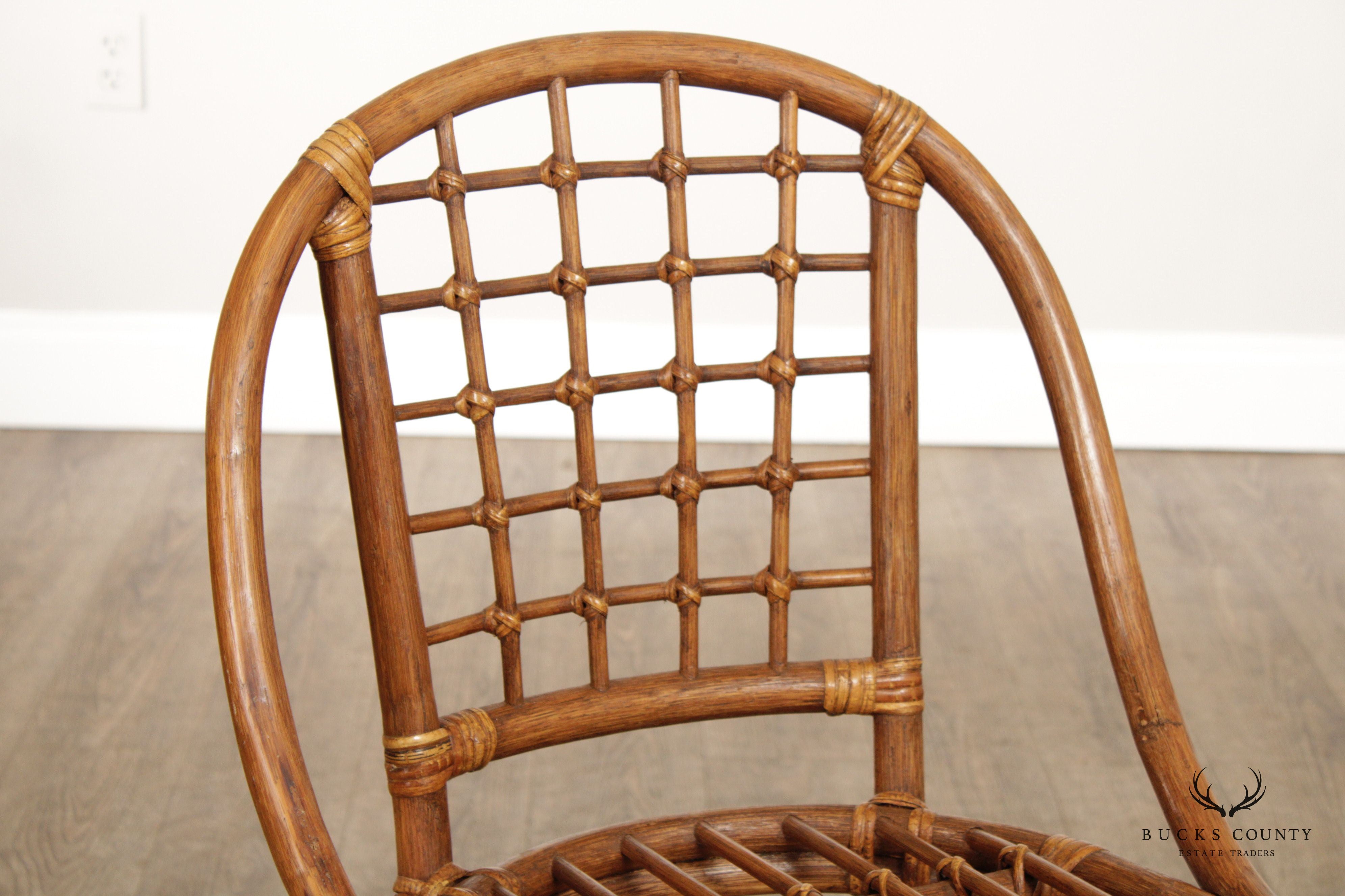 Mid Century Modern Woven Bamboo Side Chair