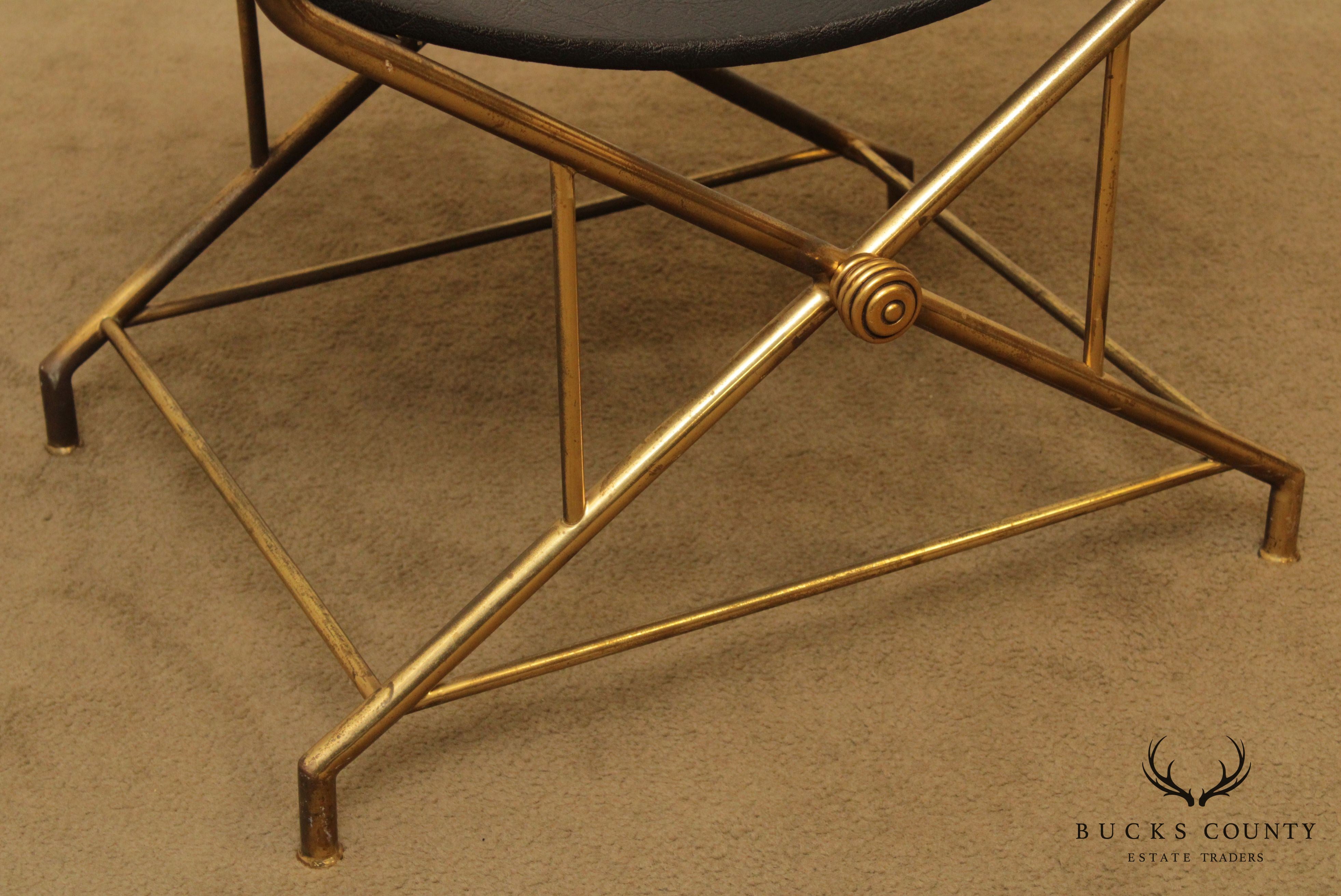 Mid Century Italian Brass X Base Curule Bench or Stool