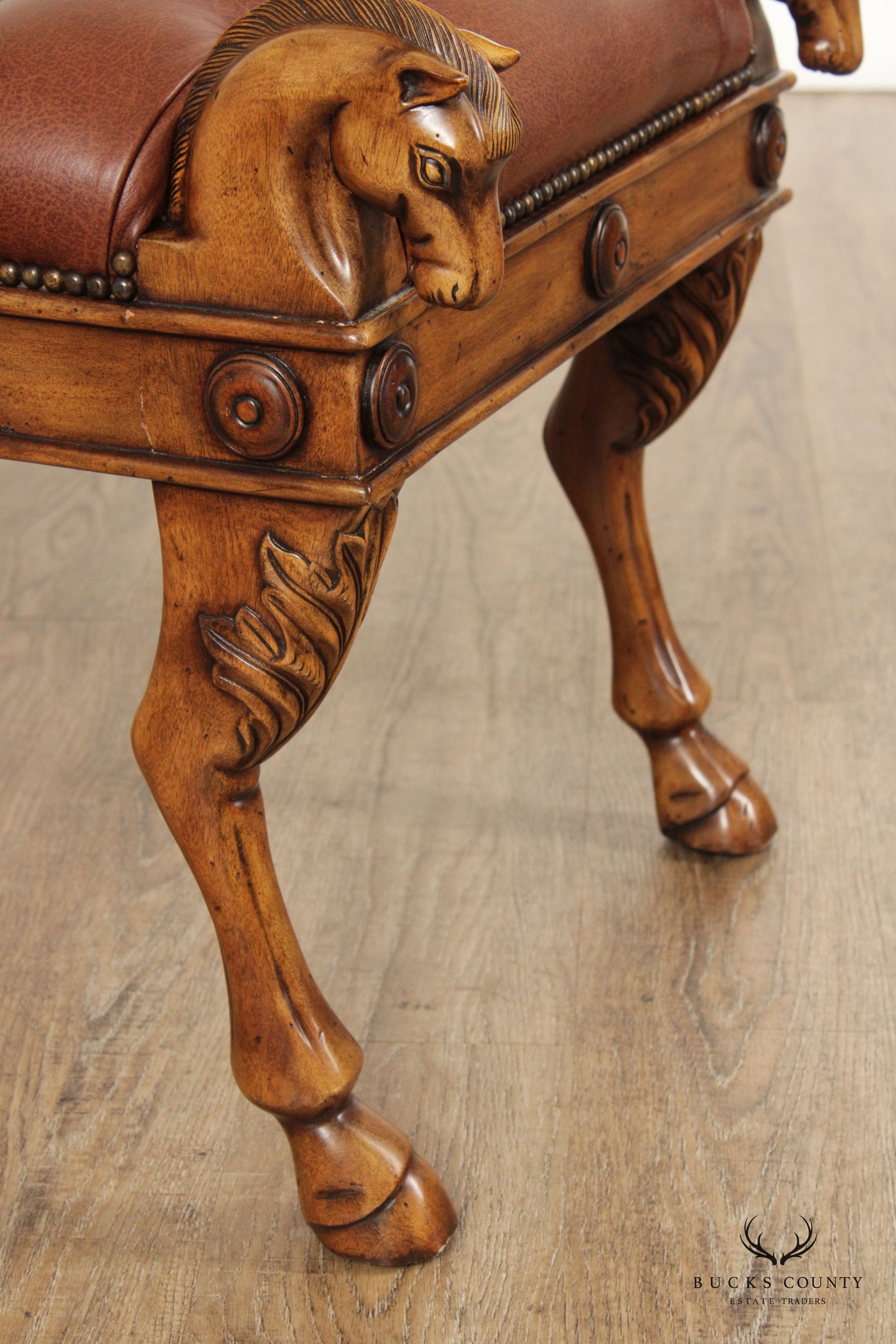 Theodore Alexander Tufted Leather Horse Head Stool