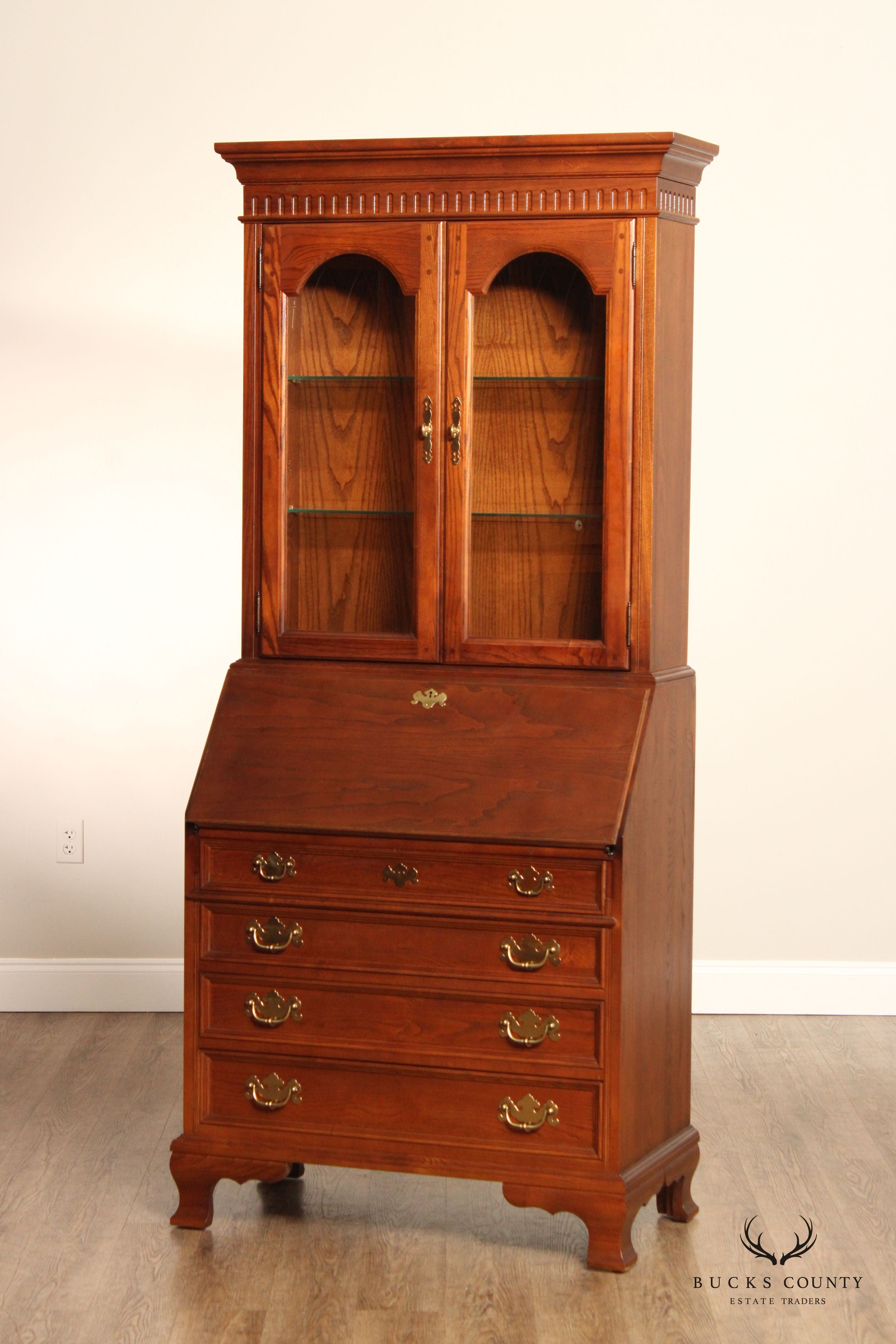 Jasper Cabinet Chippendale Style Carved Oak Secretary Desk