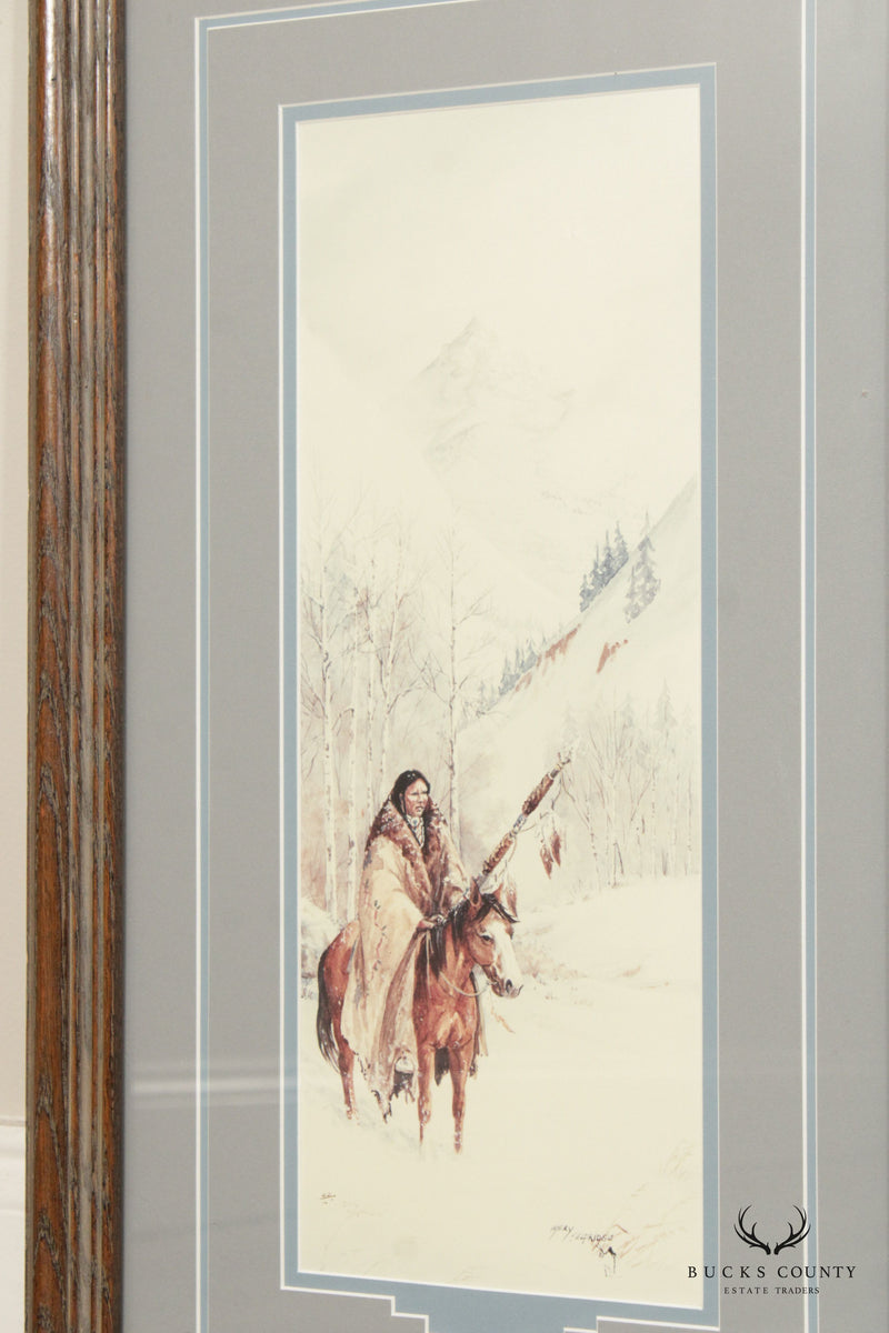 Mary Selfridge Pair Native American Art Prints, Custom Framed