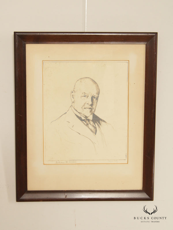 Early 20th C. Portrait of William Henry Welch Drypoint Print, by Alfred Hutty