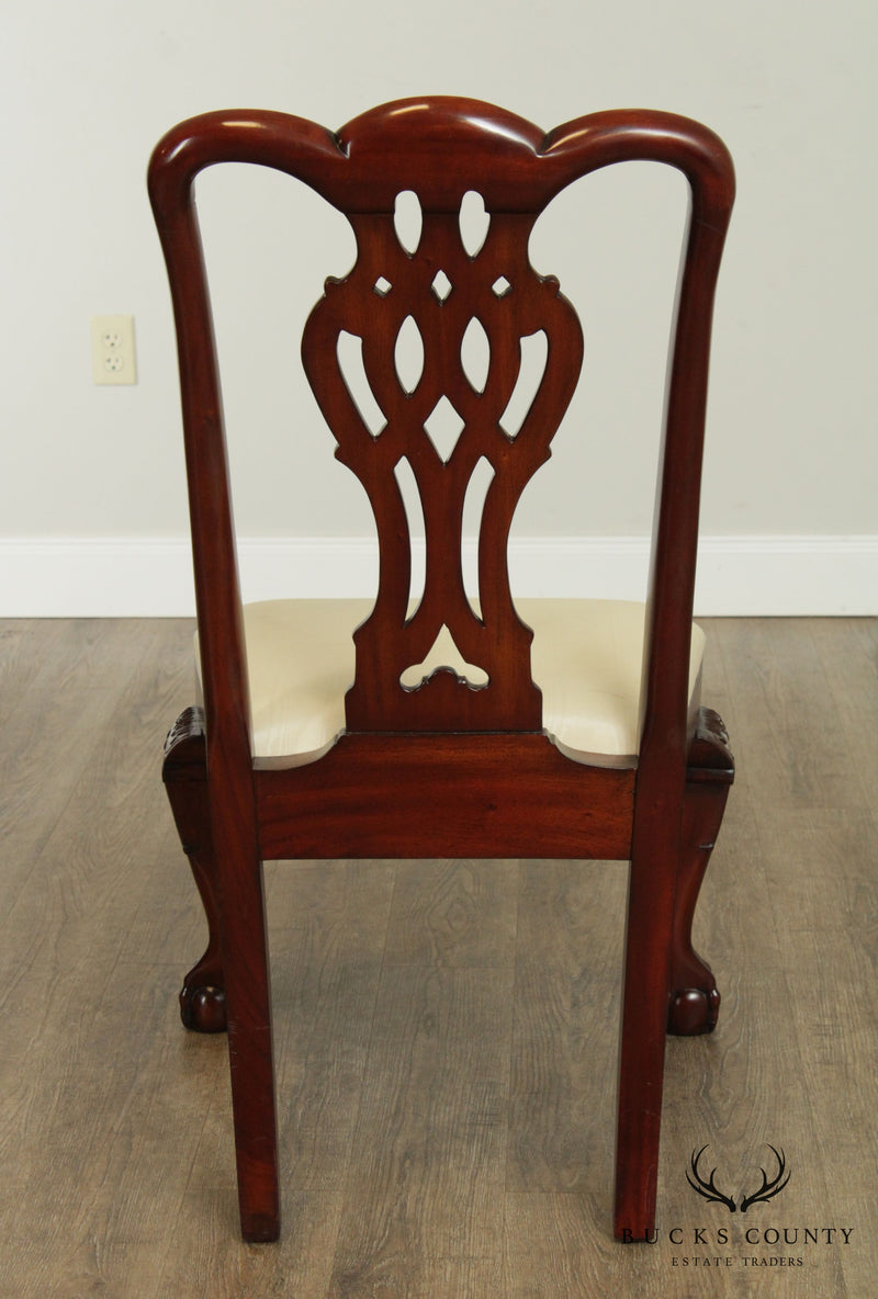 Maitland Smith Chippendale Style Set 8 Carved Mahogany Dining Chairs