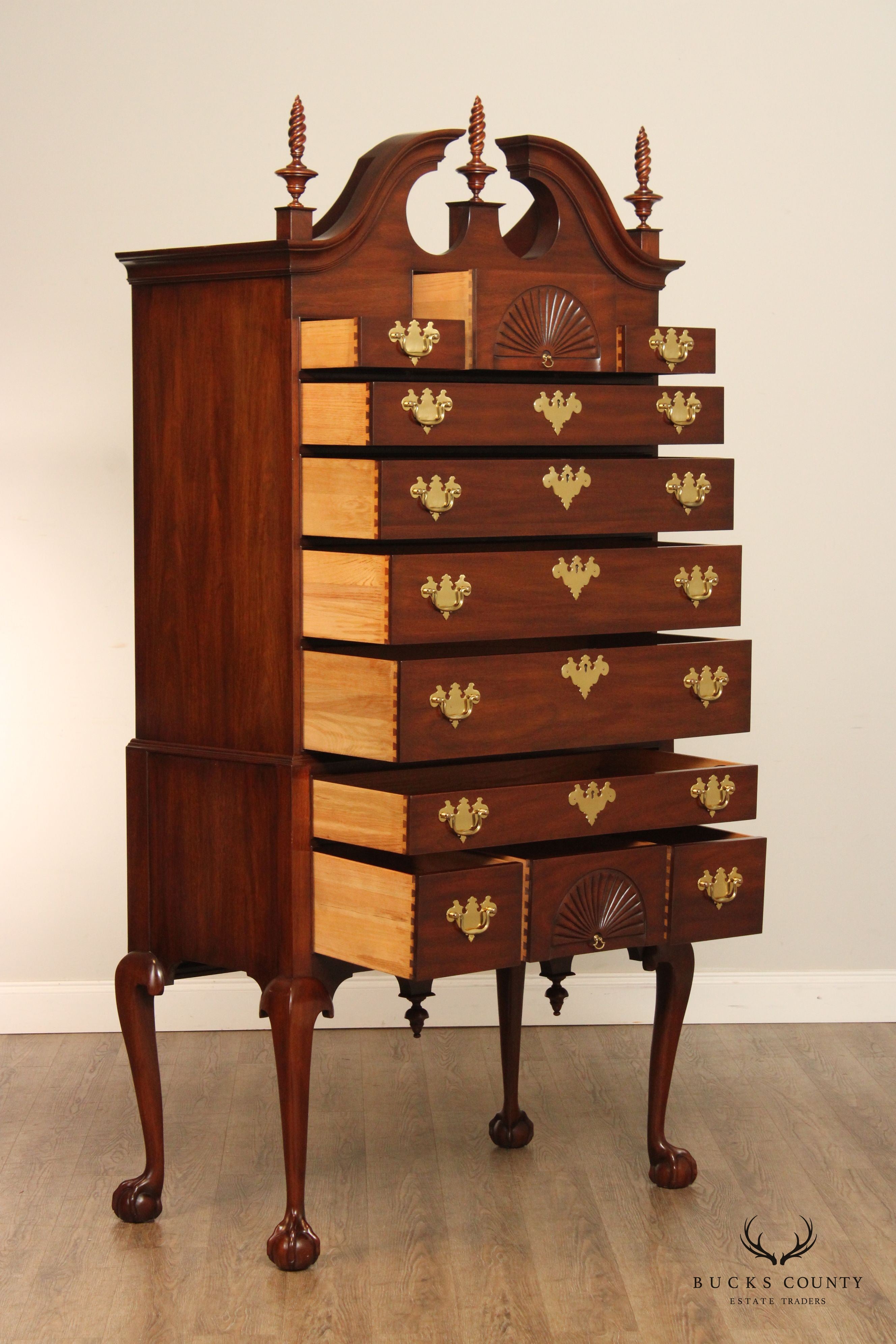 Henkel Harris Chippendale Style Mahogany 'SPNEA' Highboy Chest