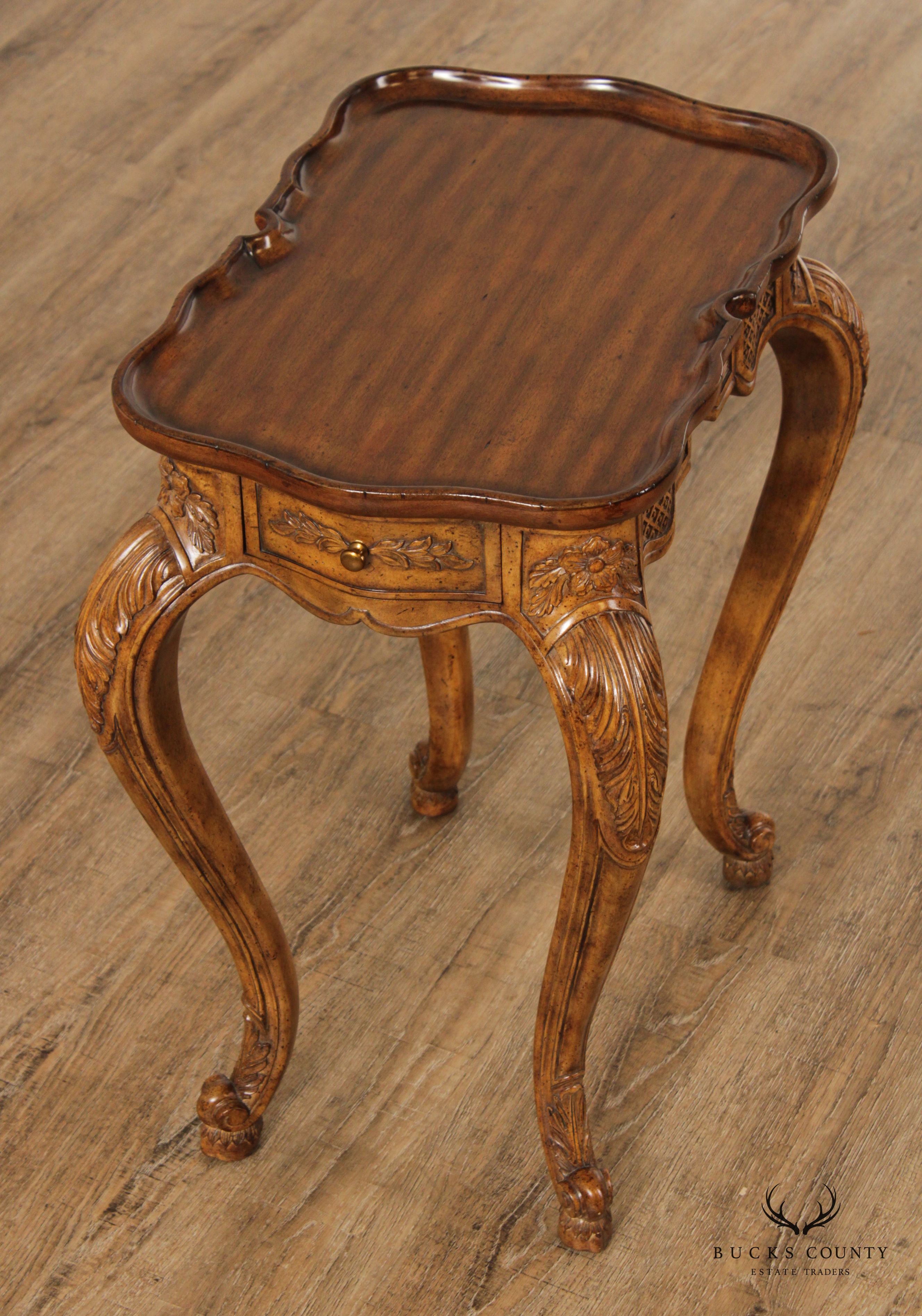 Maitland Smith French Provincial Carved Side Table