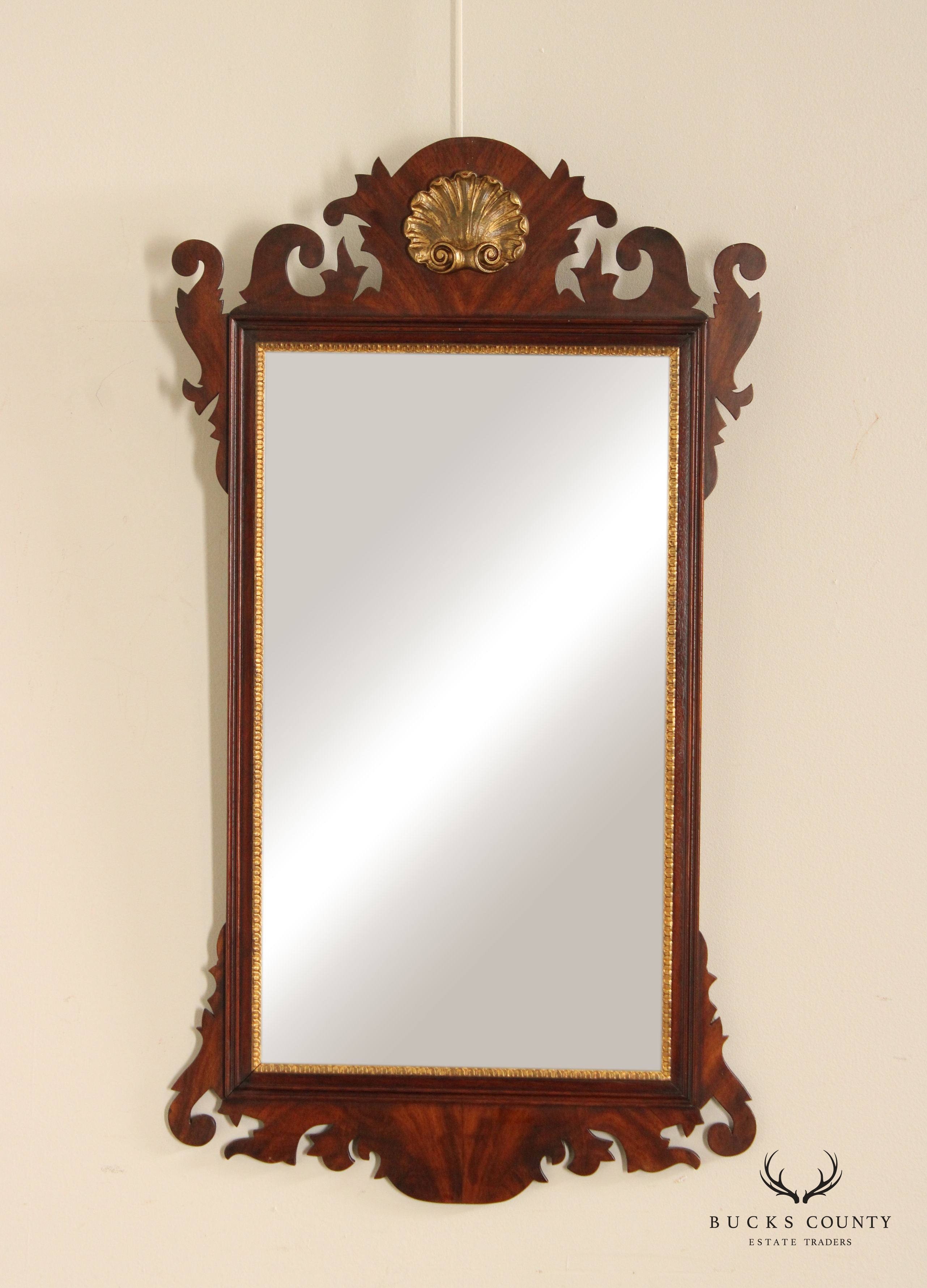 Henkel Harris Chippendale Style Mahogany Partial Gilt Wall Mirror