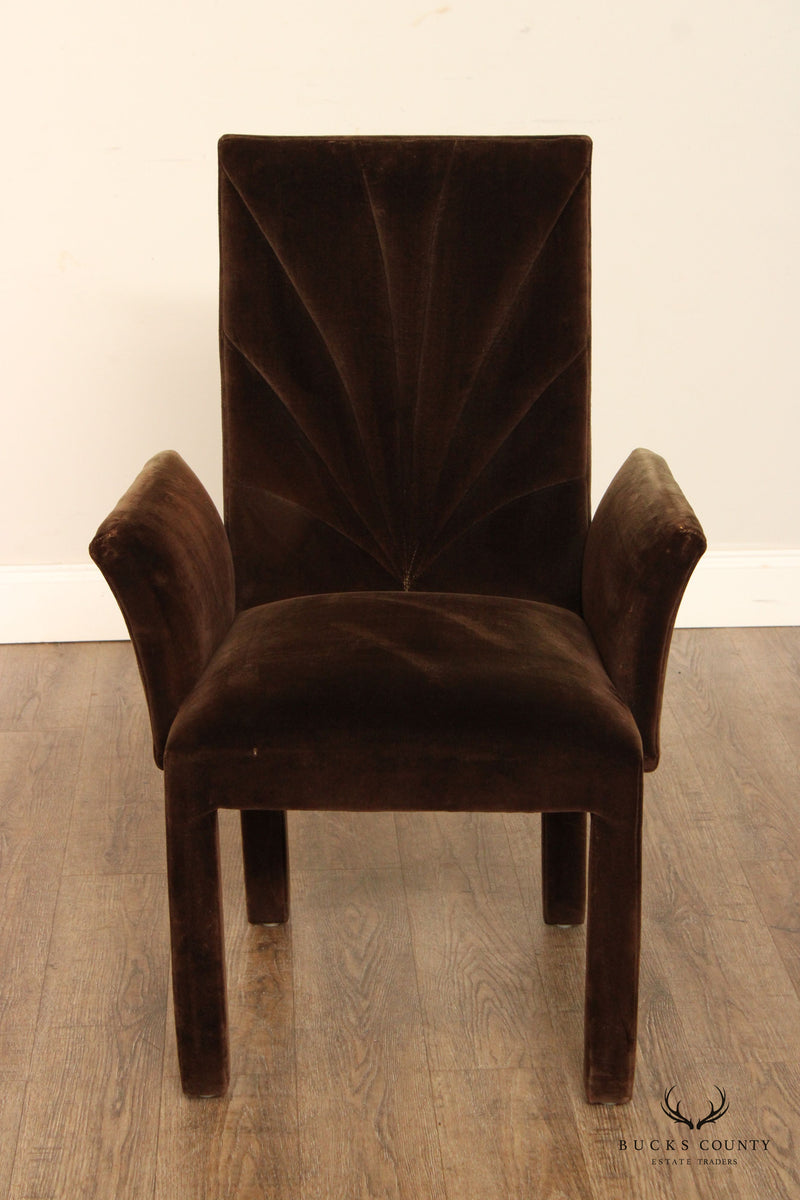 Vintage French Louis XVI Dining Chairs in Gold Beech and Black Velvet- Set  of 4