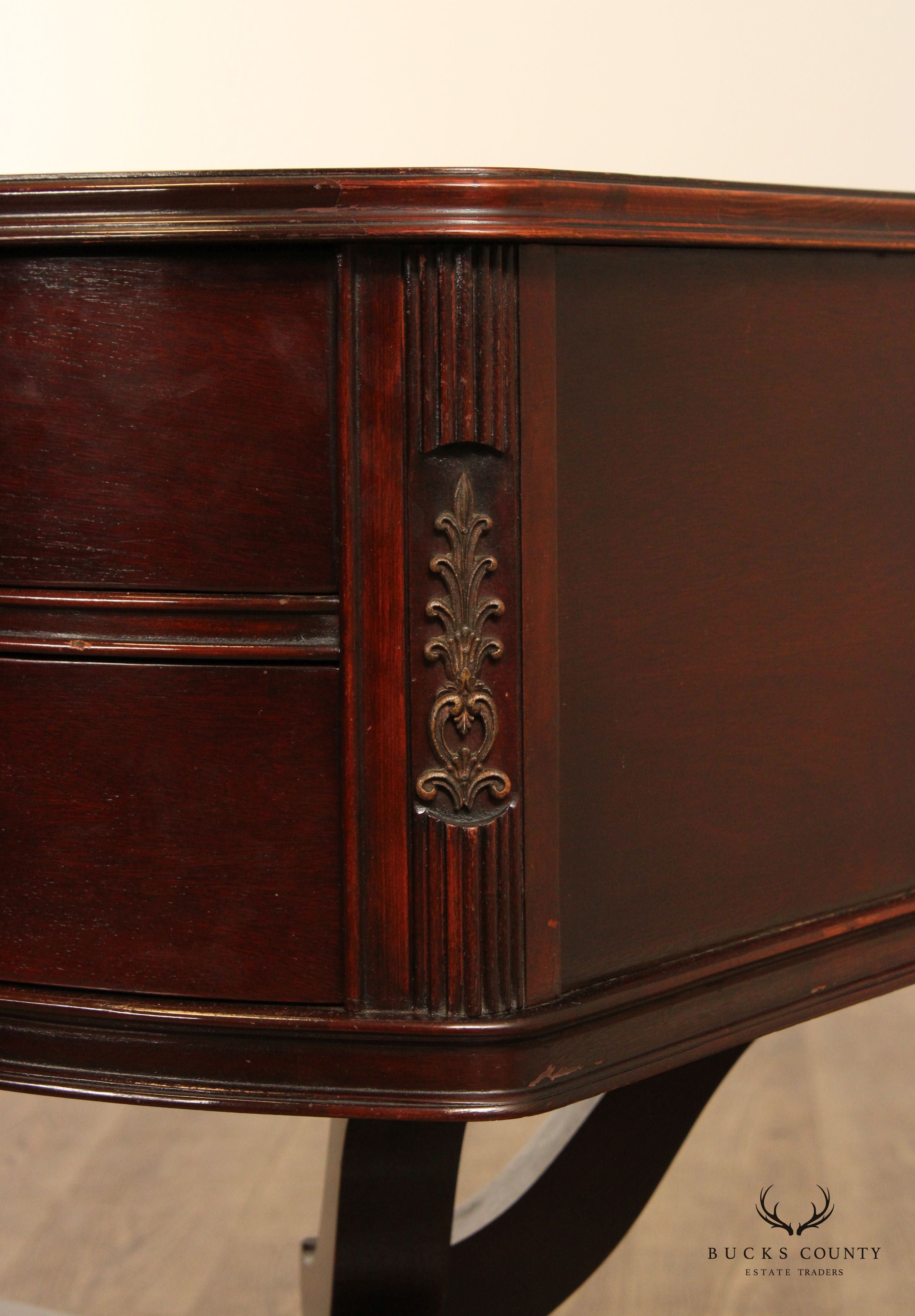 1940's Regency Style Mahogany Lyre-Base Vanity Or Writing Desk