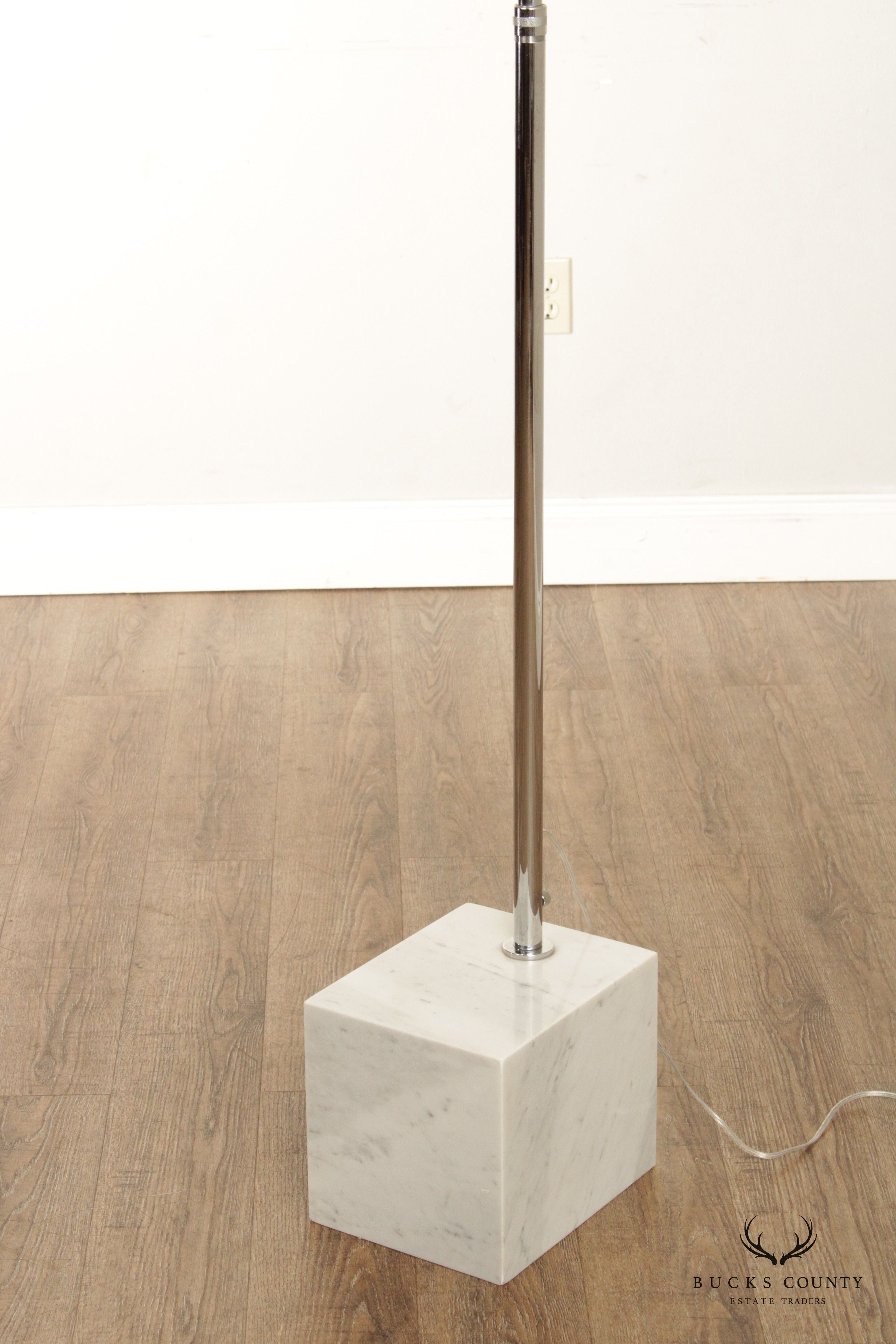 Mid Century Modern Style Marble and Chrome Arc Floor Lamp