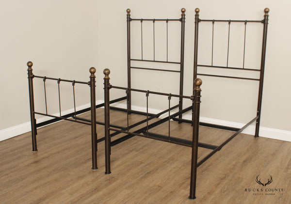 Victorian Style Pair of Steel Frame Twin Beds