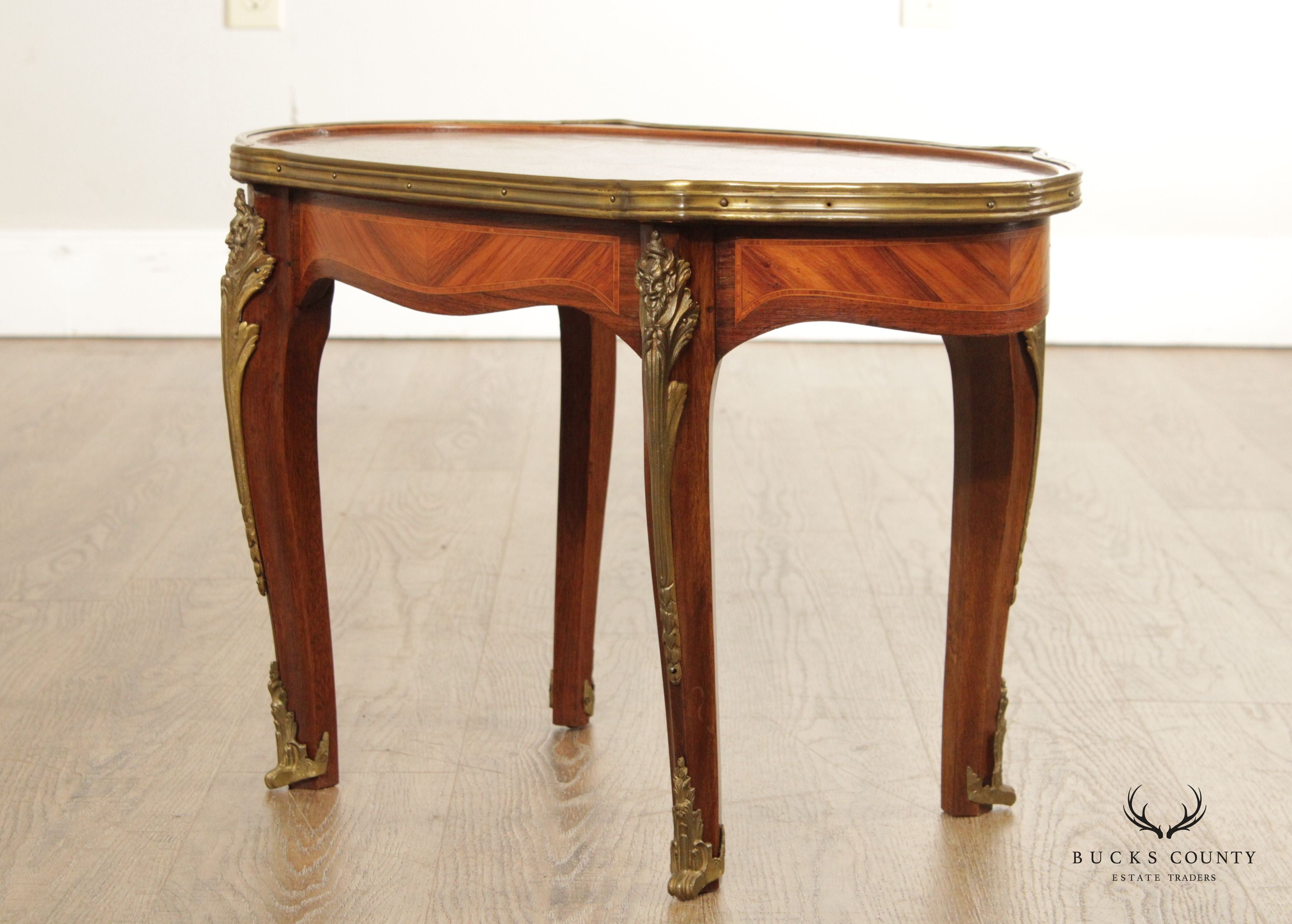 French Louis XV Marquetry Inlaid Cocktail Table