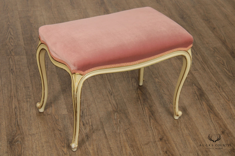 French Louis XV Style Painted and Partial Gilt Vanity Bench