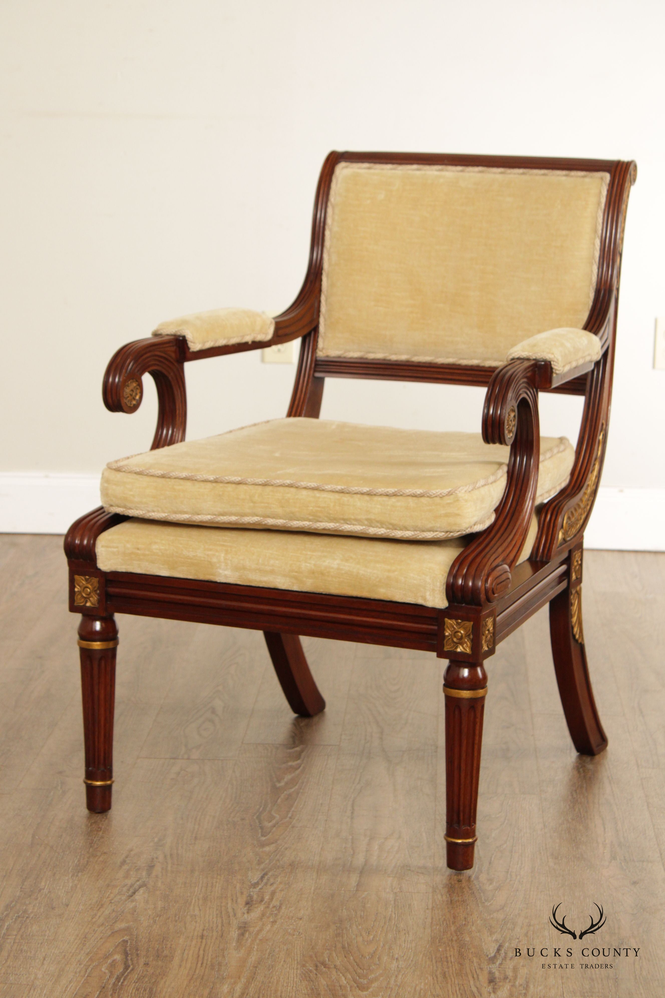 Smith & Watson Regency Style Mahogany and Parcel Gilt Armchair