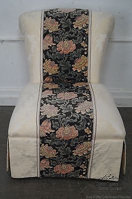 Henredon Schoonbeck Pair of White Tapestry Upholstered Lounge Chairs