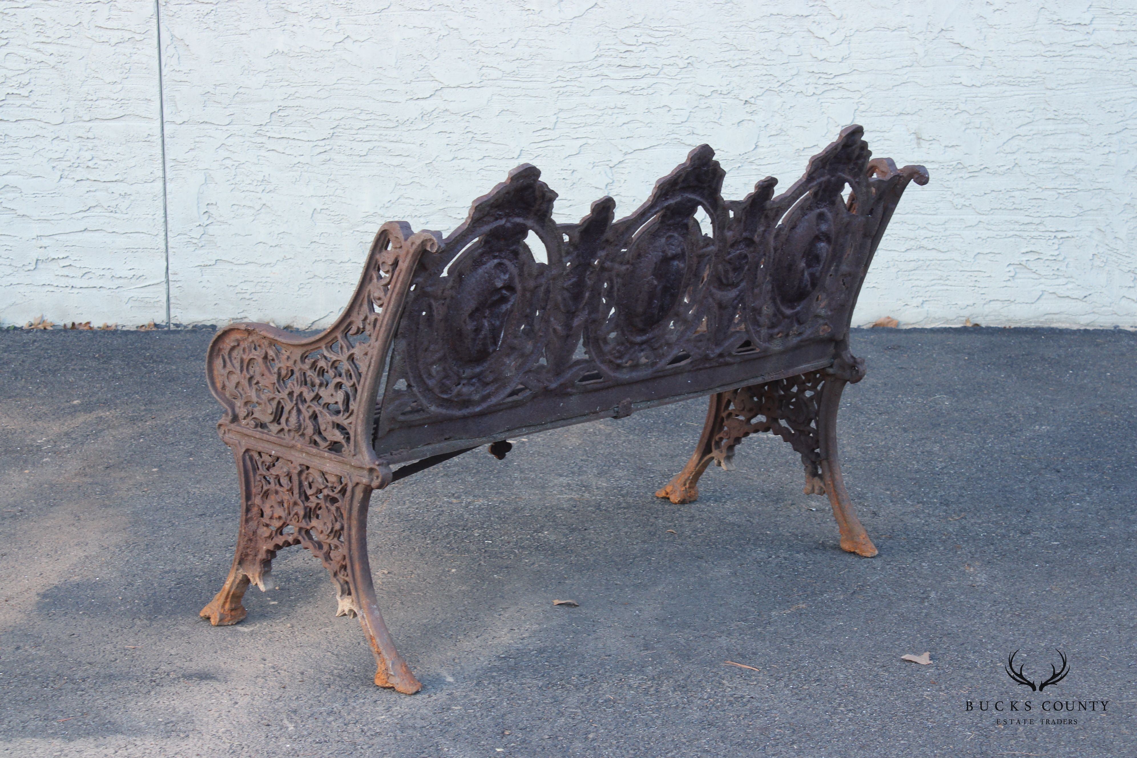 Victorian Style Cast Iron Outdoor Seasons Garden Bench