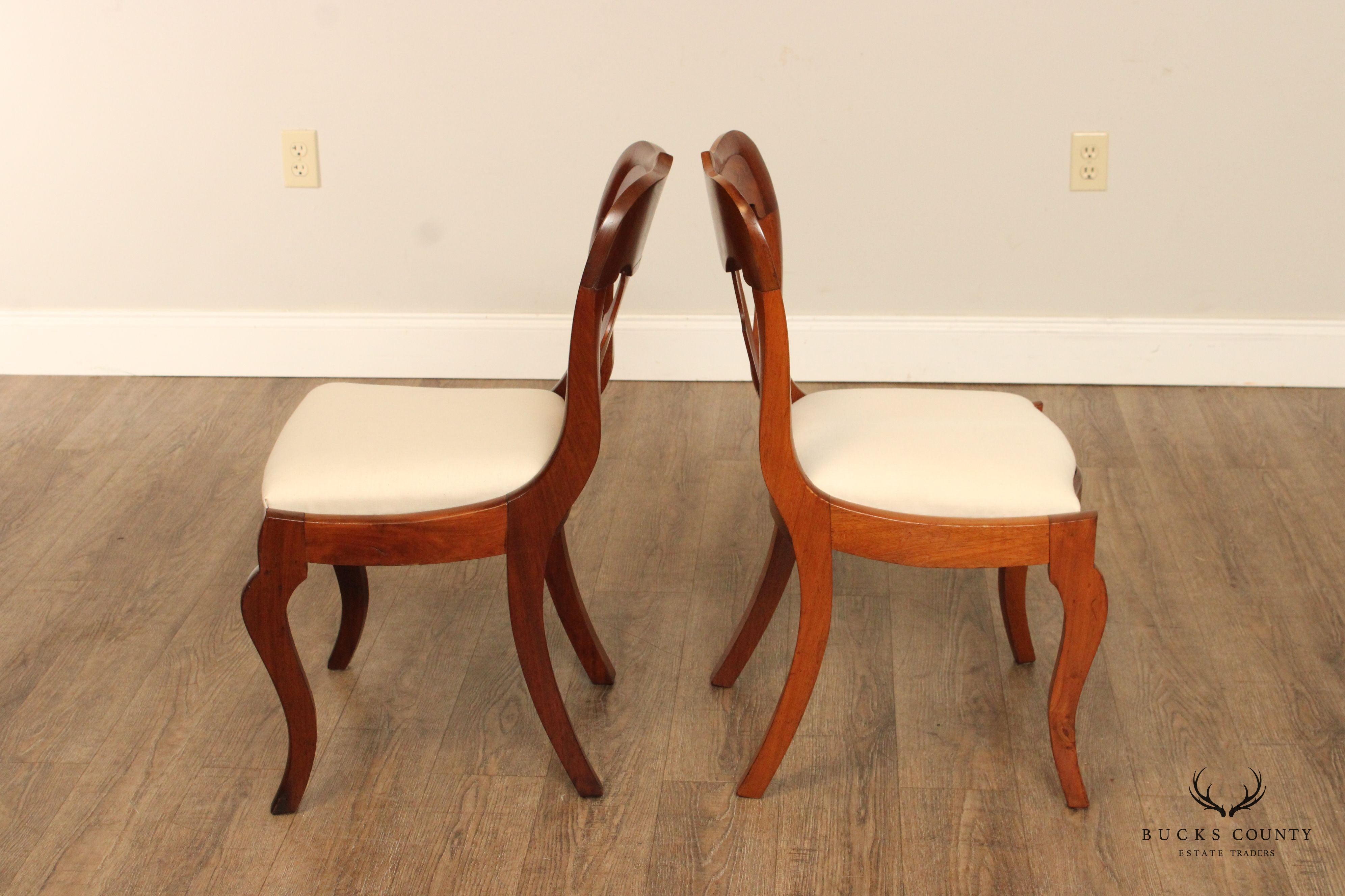 Antique Victorian Gothic Revival Set of Eight Carved Mahogany Dining Chairs