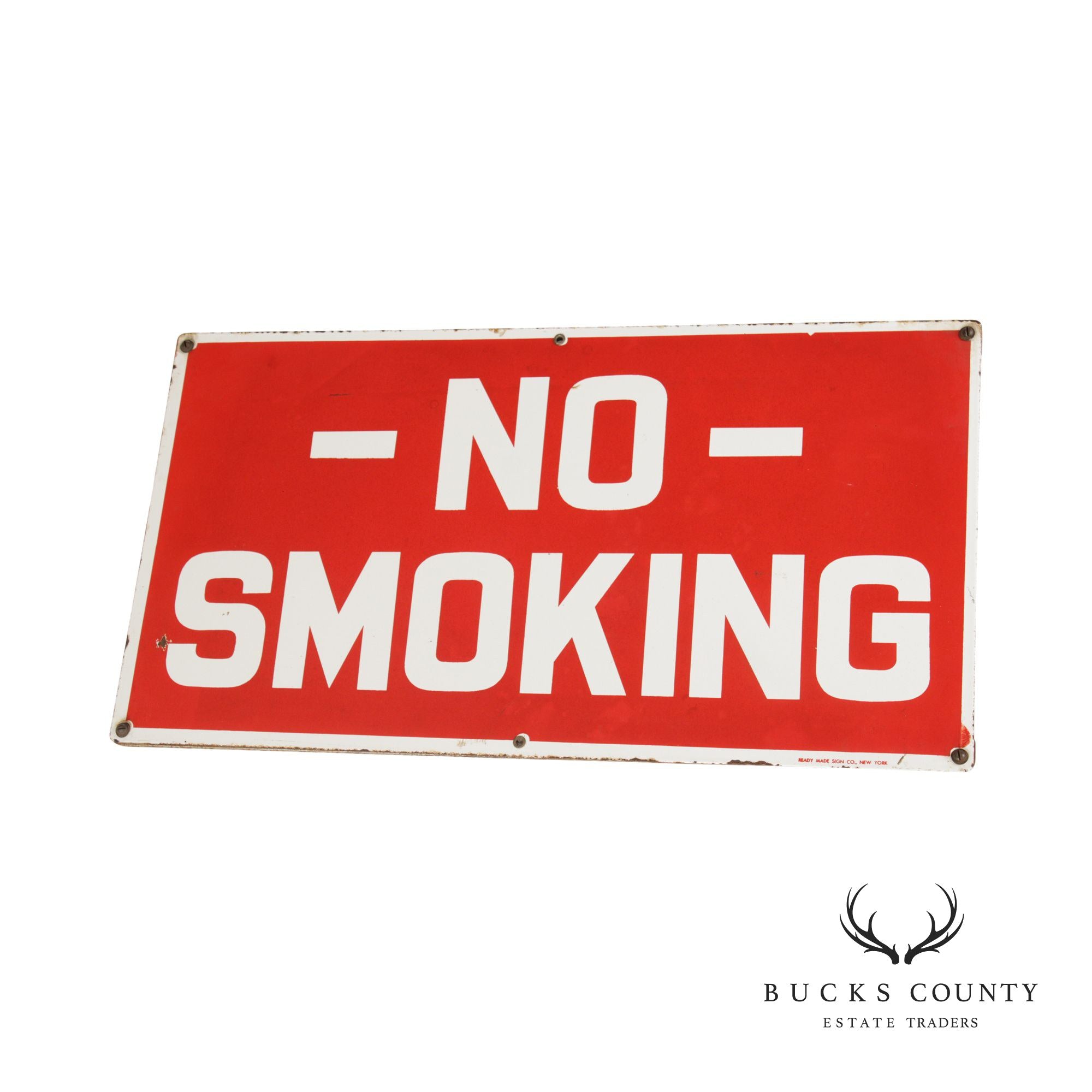 Antique Porcelain and Steel No Smoking Sign