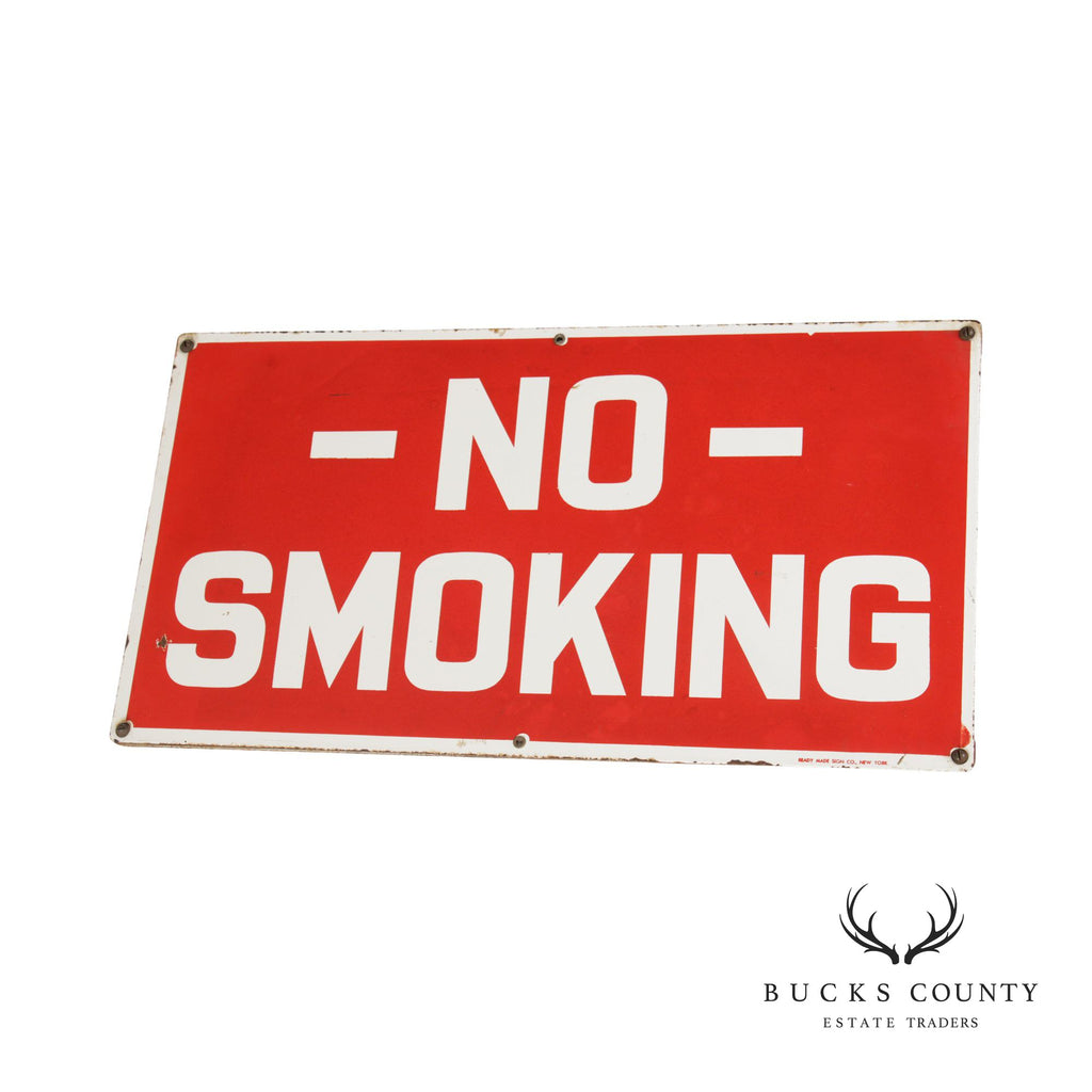 Antique Porcelain and Steel No Smoking Sign – Bucks County Estate Traders