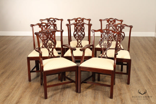 Baker Historic Charleston Chippendale Style Set of Eight Mahogany Dining Chairs