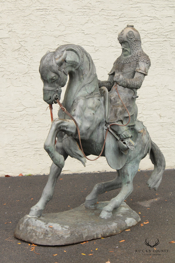 Mongolian Style Horse Warrior Large Bronze Outdoor Statue