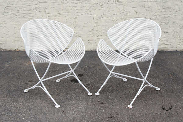 Salterini Mid Century Modern Pair of 'Orange Slice' Wrought Iron Garden Chairs