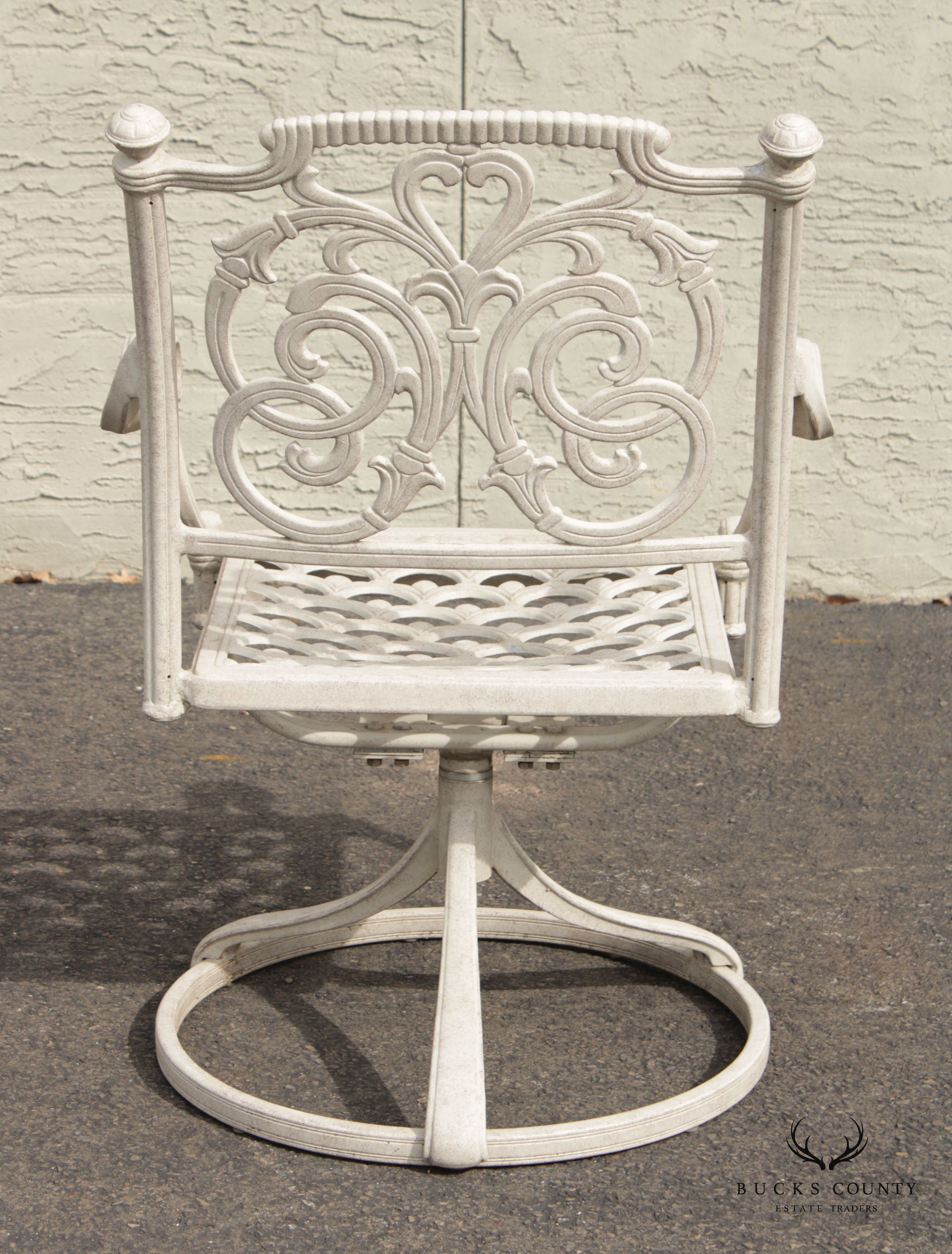 Vintage Hanover Garden Patio Pair Cast Aluminum Swivel Chairs