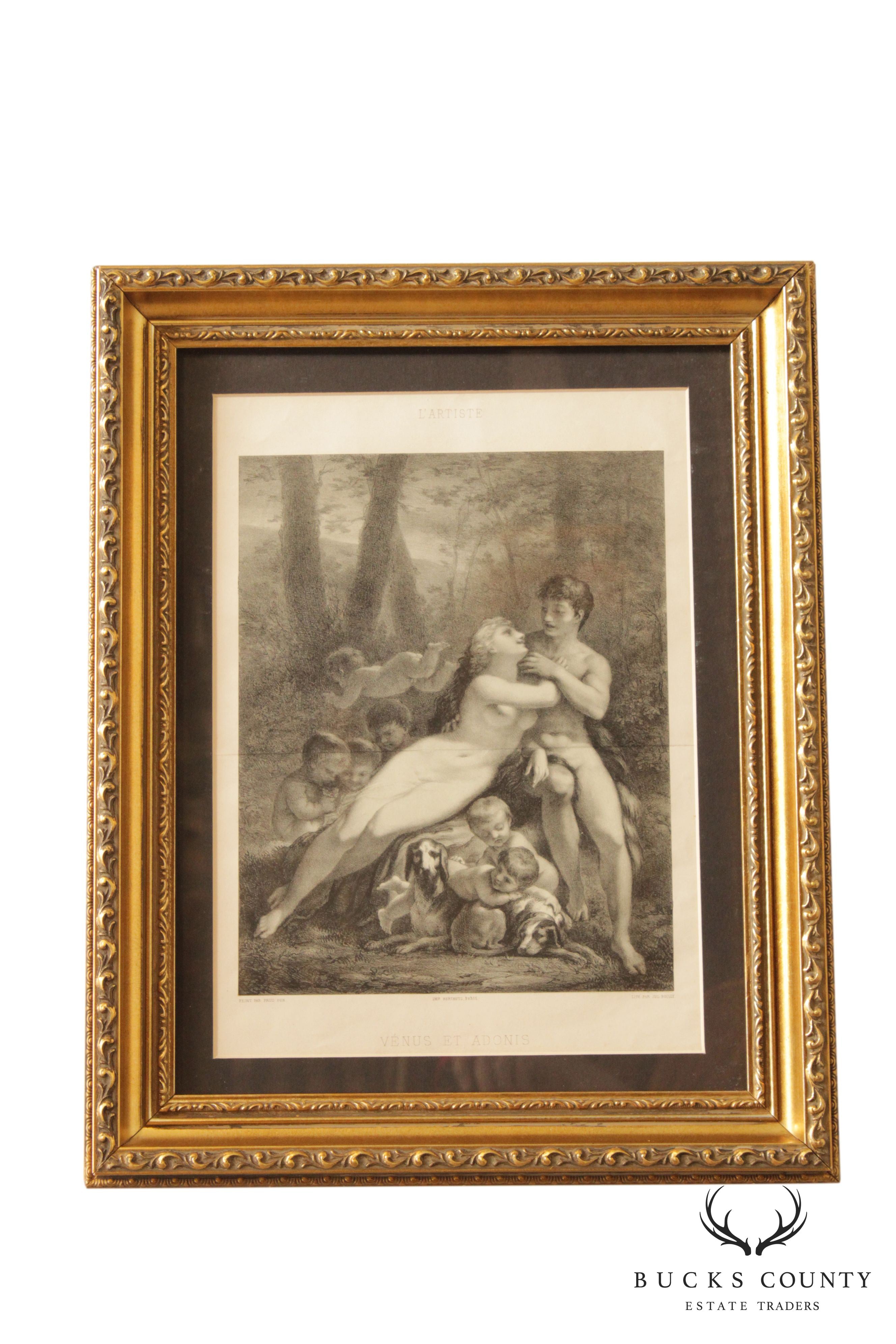 19th C. French Lithograph, 'Venus et Adonis'