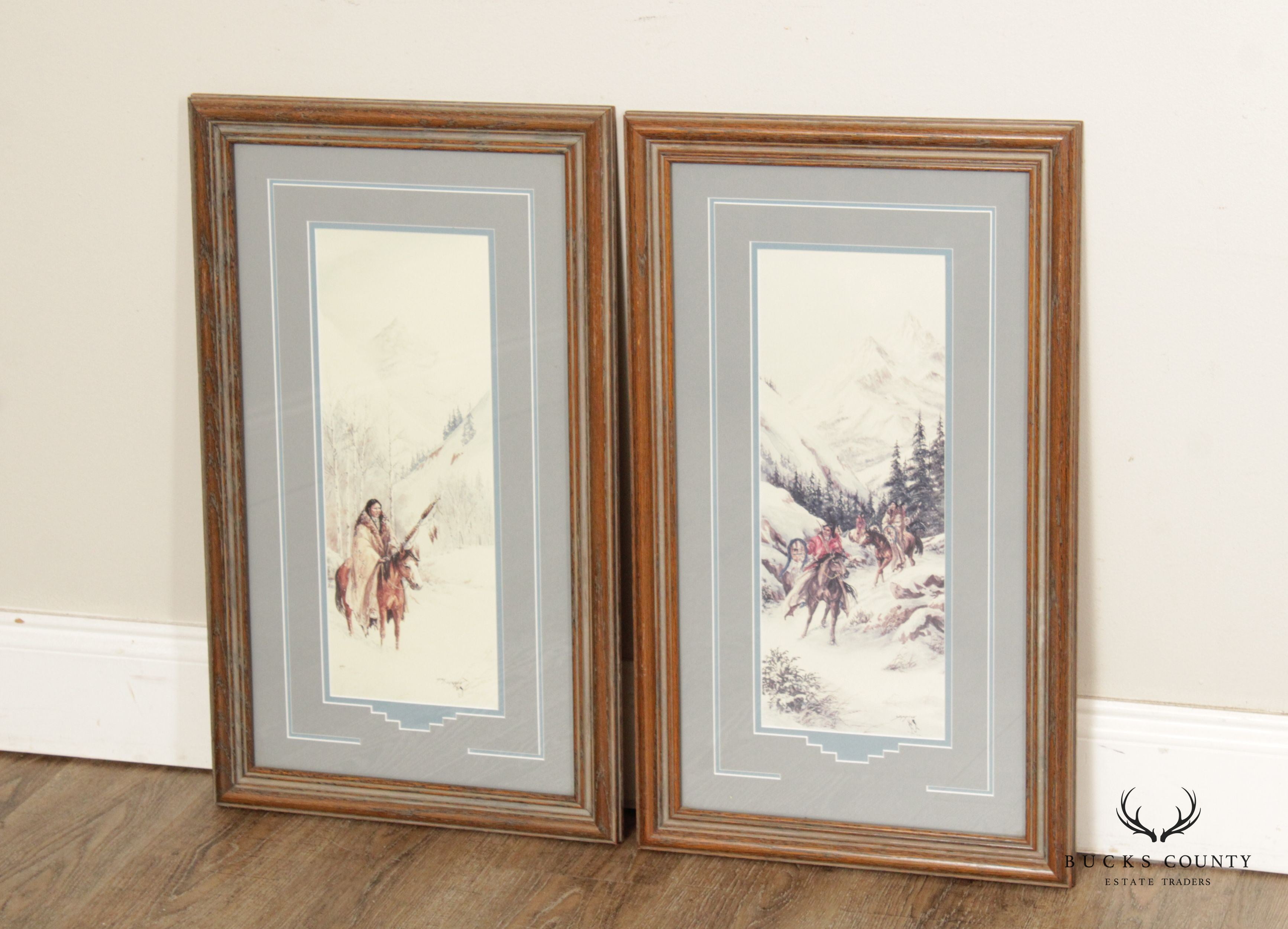 Mary Selfridge Pair Native American Art Prints, Custom Framed