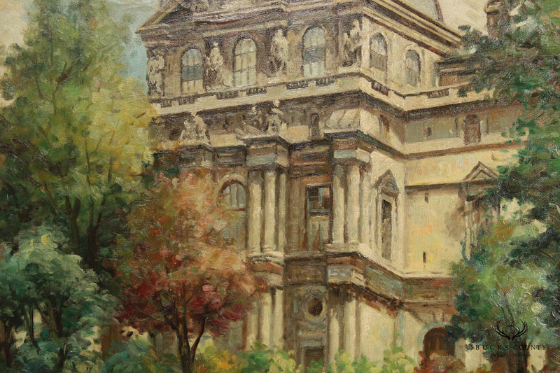 Impressionist Style Paris Louvre Palace Gardens Oil Painting, Signed