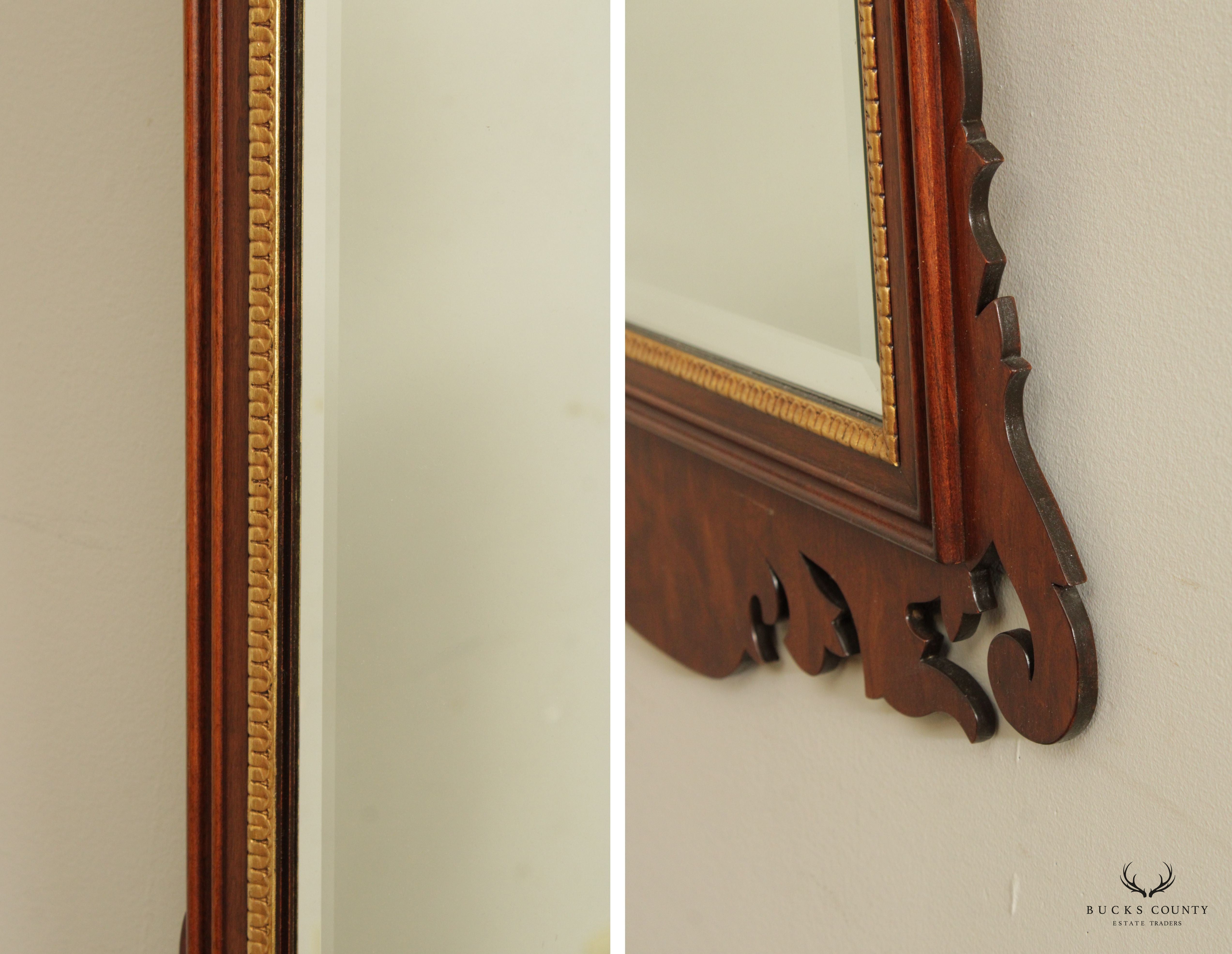 Henkel Harris Chippendale Style Mahogany Partial Gilt Wall Mirror