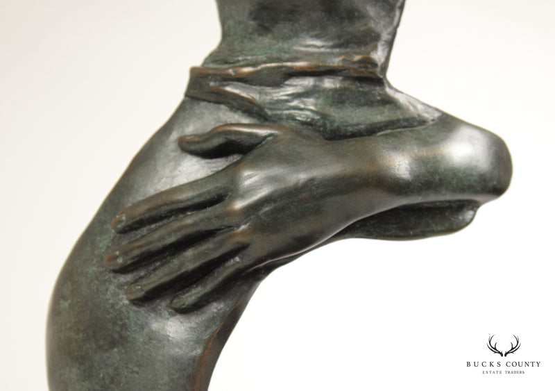 BRONZE CONTEMPORARY SCULPTURE OF MOTHER, SIGNED