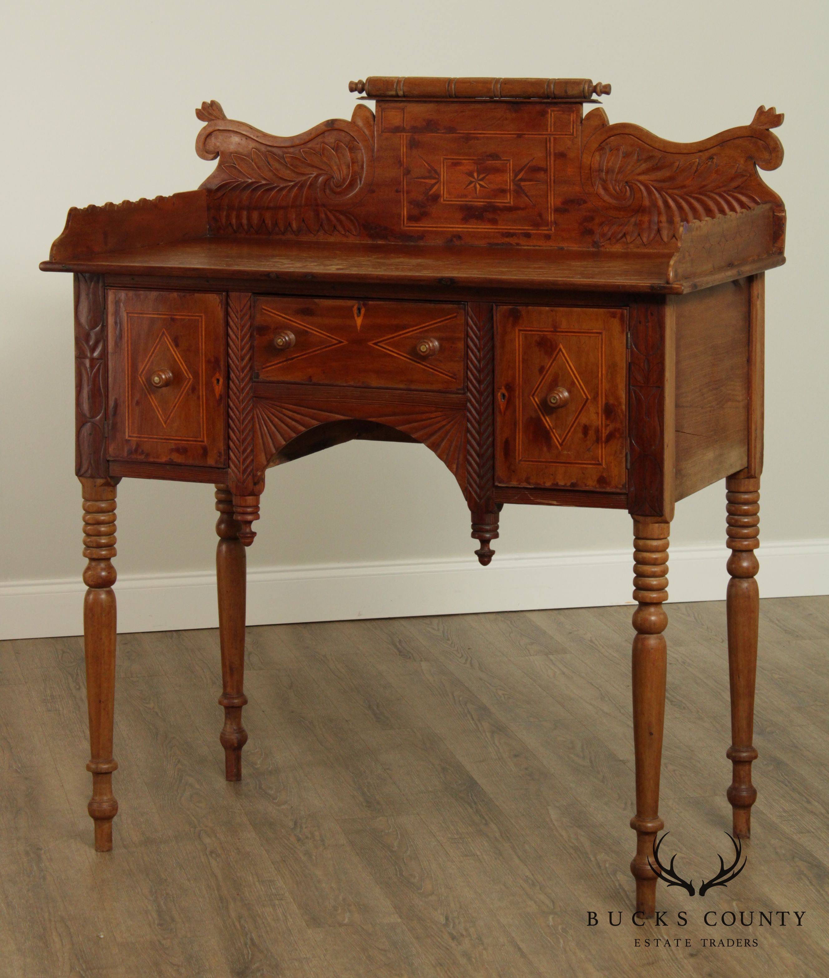 Caribbean or West Indies Antique Mahogany Inlaid Server