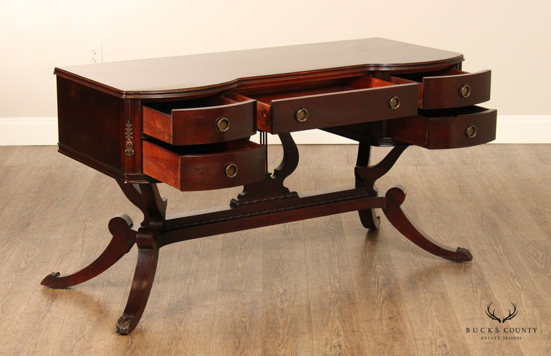 1940's Regency Style Mahogany Lyre-Base Vanity Or Writing Desk