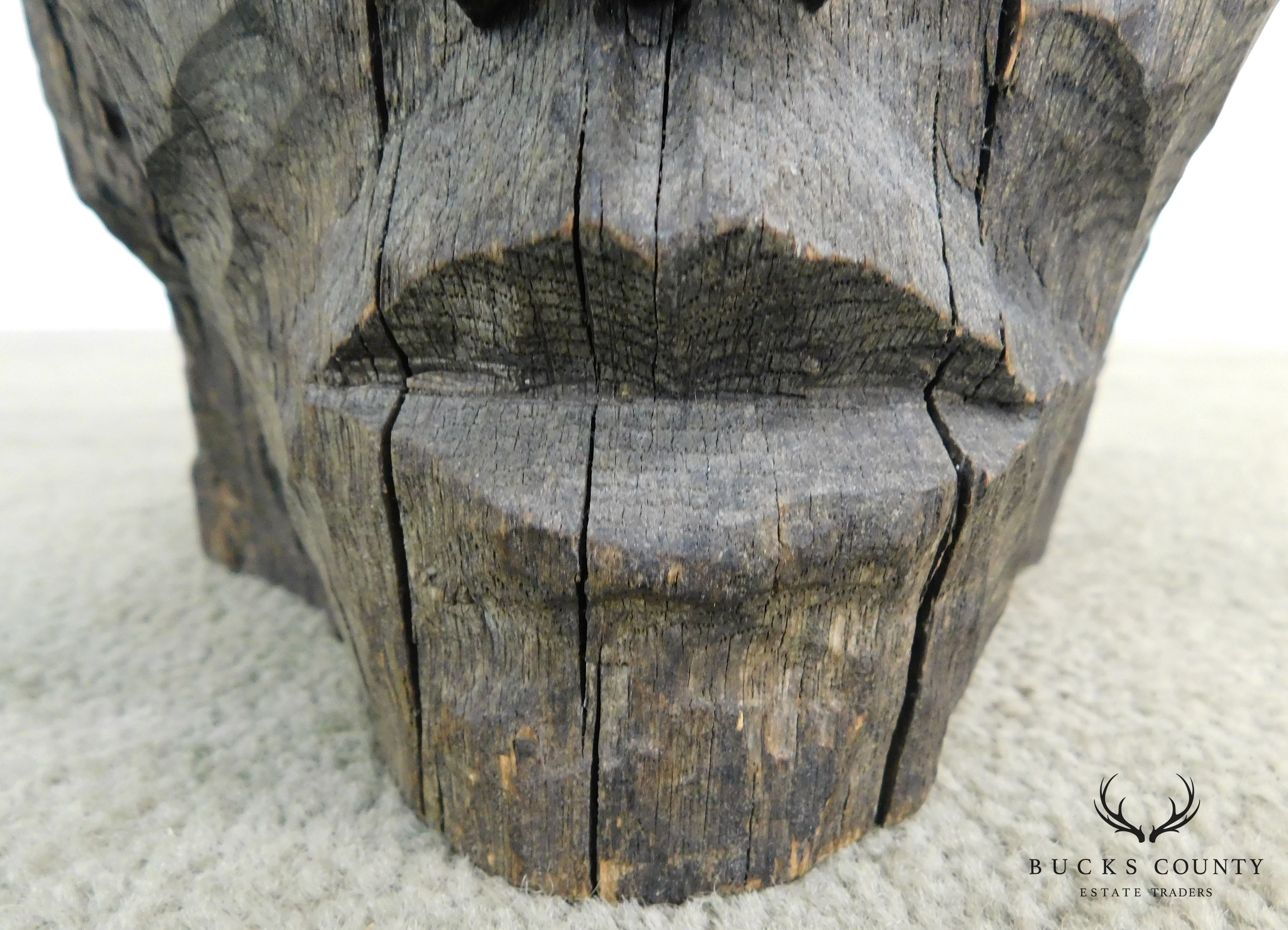 Hand Carved Wooden Face Tribal Sculpture