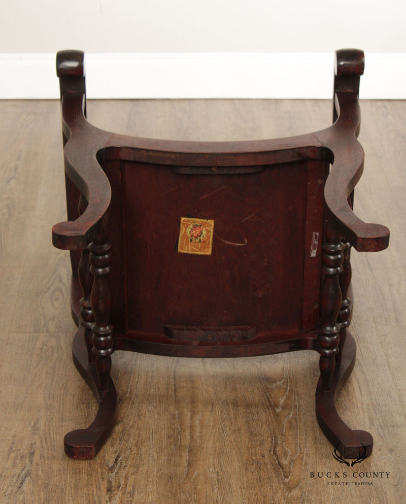 Antique Stomps-Burkhardt Carved Mahogany Saddle Hall Chair