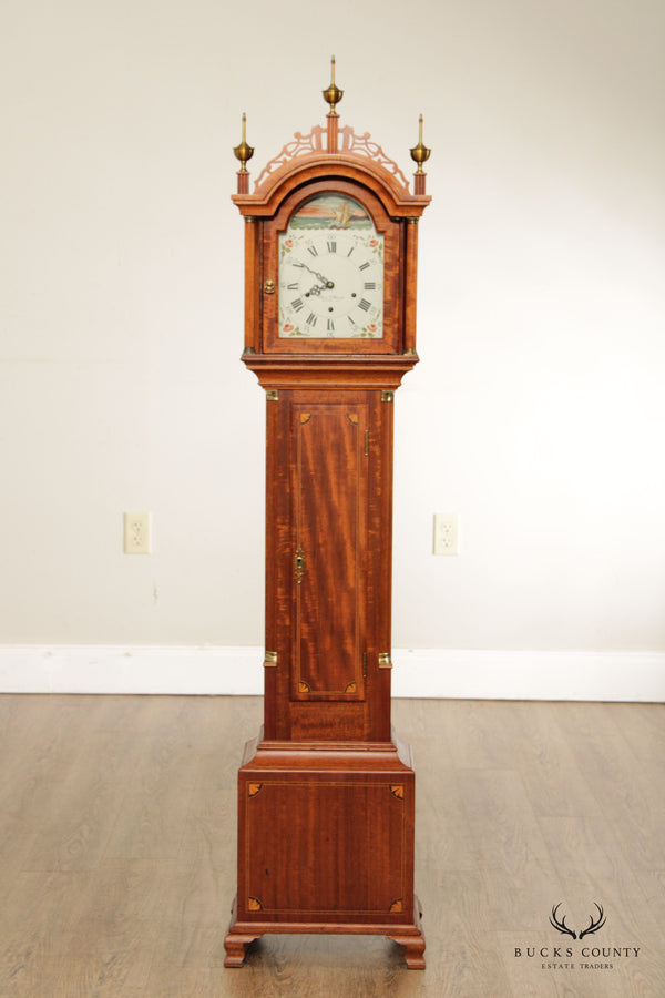 Elmer O. Stennes Federal Style Mahogany Dwarf Grandfather Clock