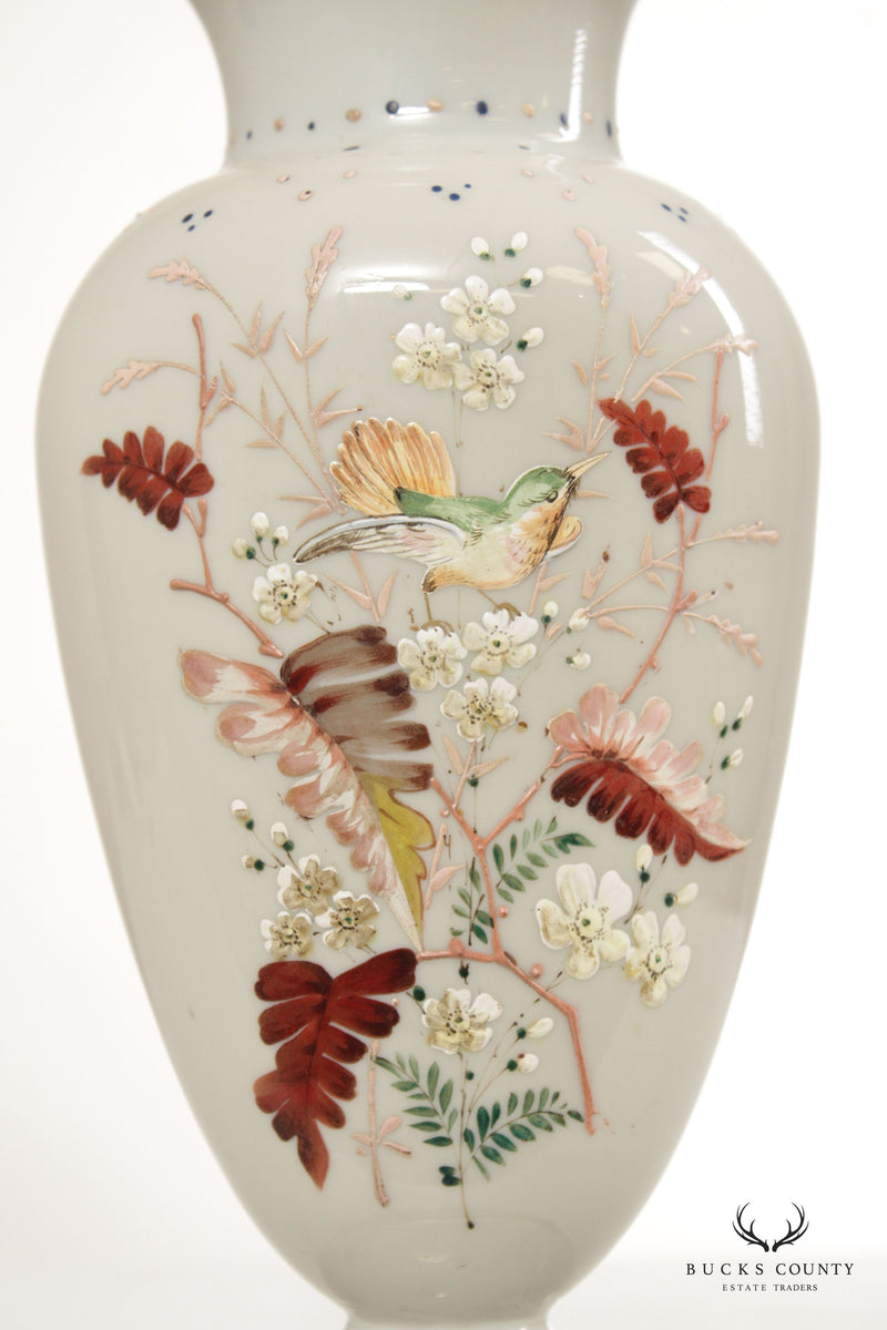 Bristol Hand Painted Enameled Glass Vase Table Lamp