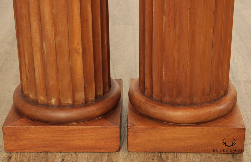 Neoclassical Style Pair of Fluted Painted Wood Columnar Pedestals