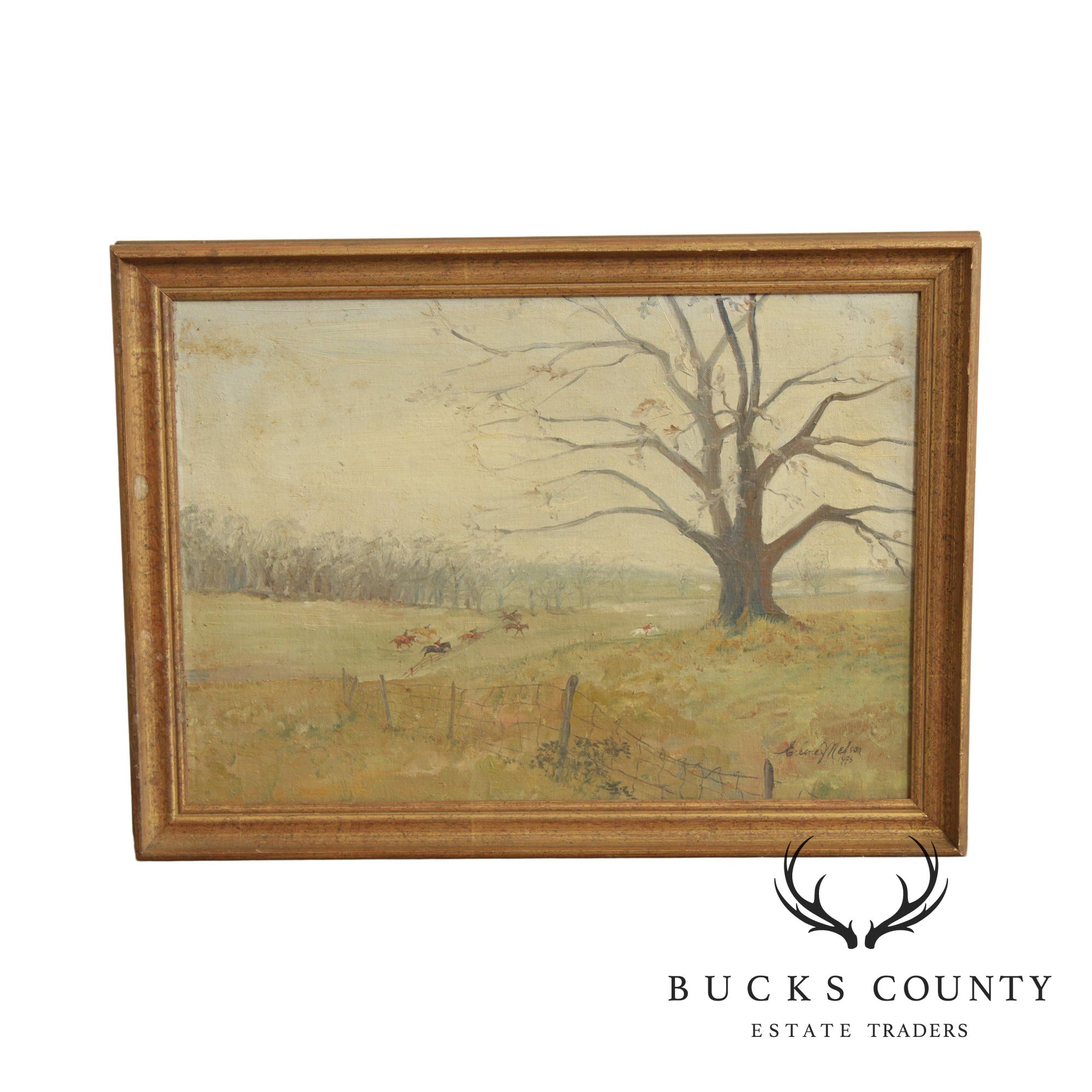 Erlene J. Nelson Vintage Pasture Landscape Painting