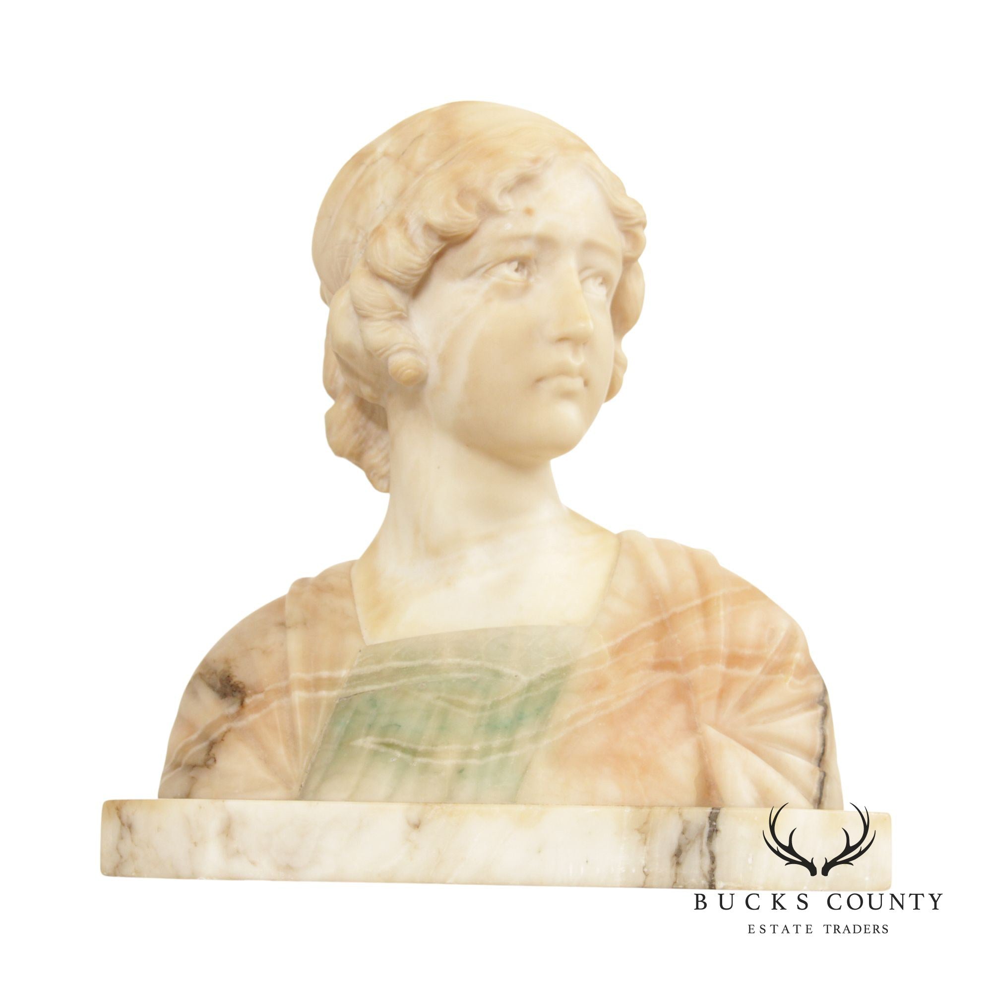 Antique Art Nouveau Alabaster Bust, After Giuseppe Bessi