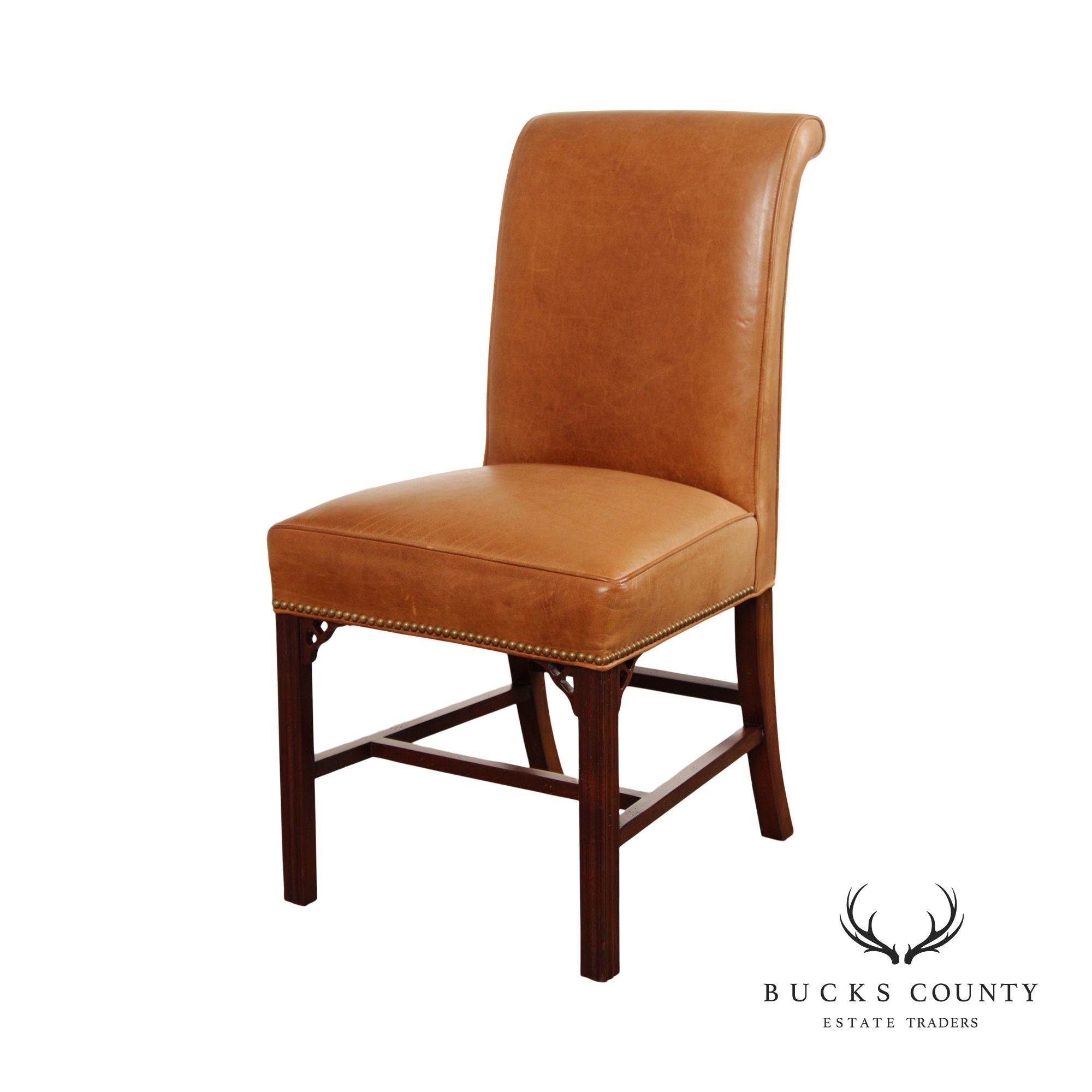 Hancock & Moore Chippendale Style Leather Side Chair