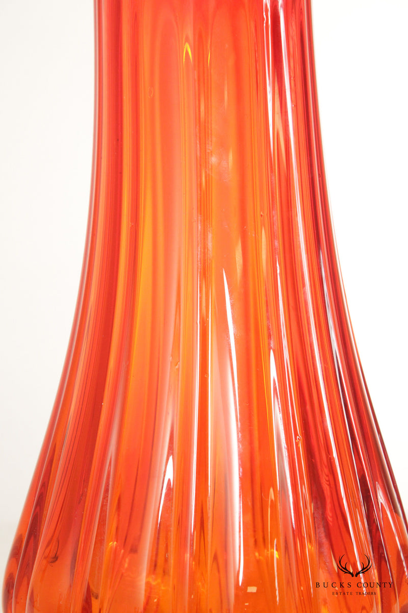 Mid Century Modern Amberina Swung Orange Glass Vase